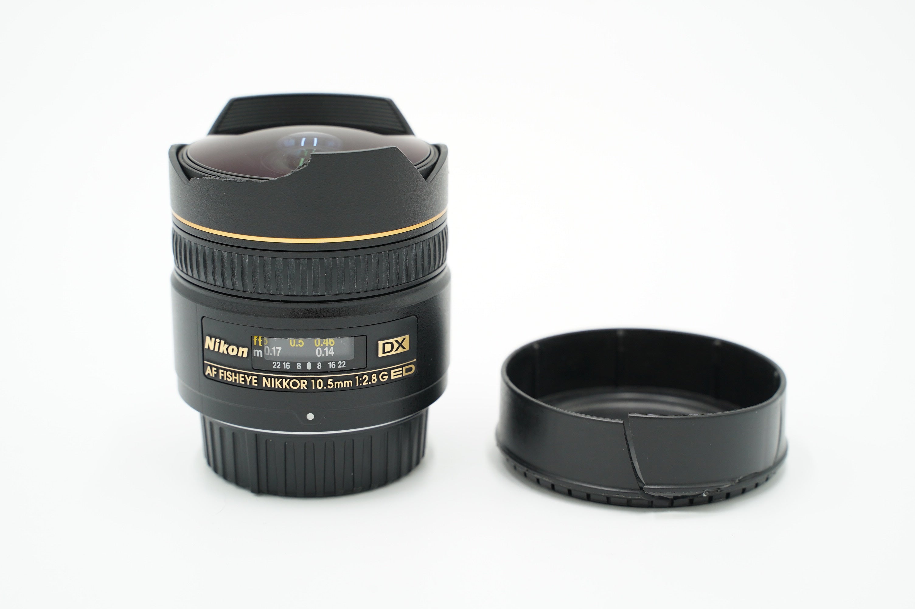 Nikon AF 10.5mm f/2.8G ED Fisheye Lens for DSLR Cameras - Used (For Parts/Repair) - Perfect for Creative Photography, Action Sports & Wide-Angle Shots