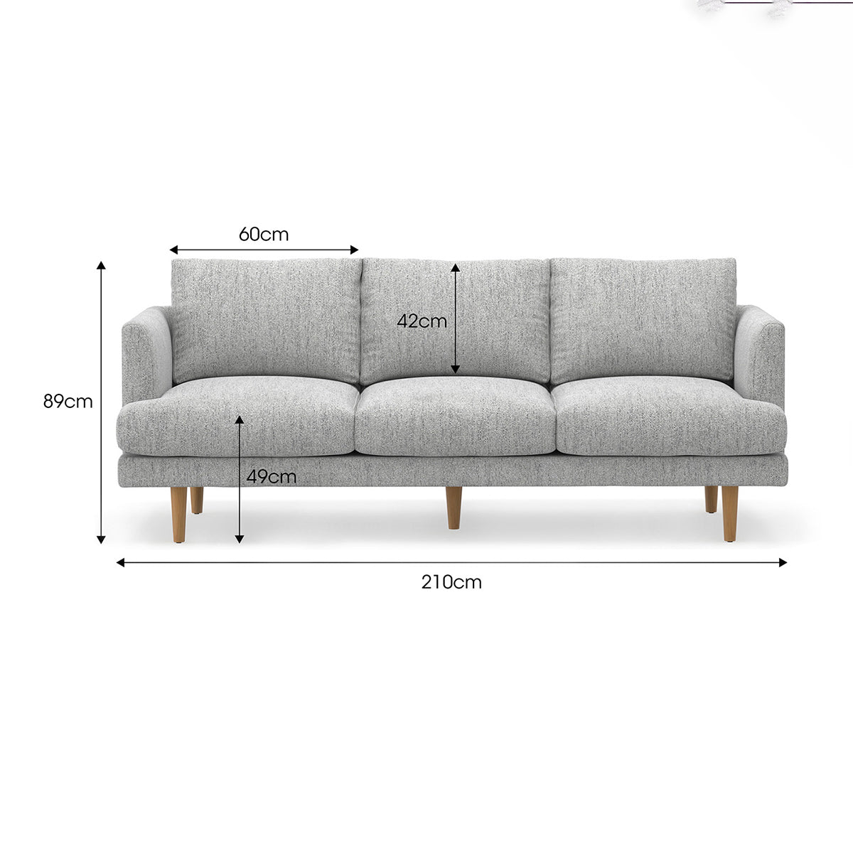 Jaspa Linen 3-Seater Sofa - Modern Living Room Furniture for Small Spaces | Comfortable Couch for Apartments, Condos & Cozy Homes