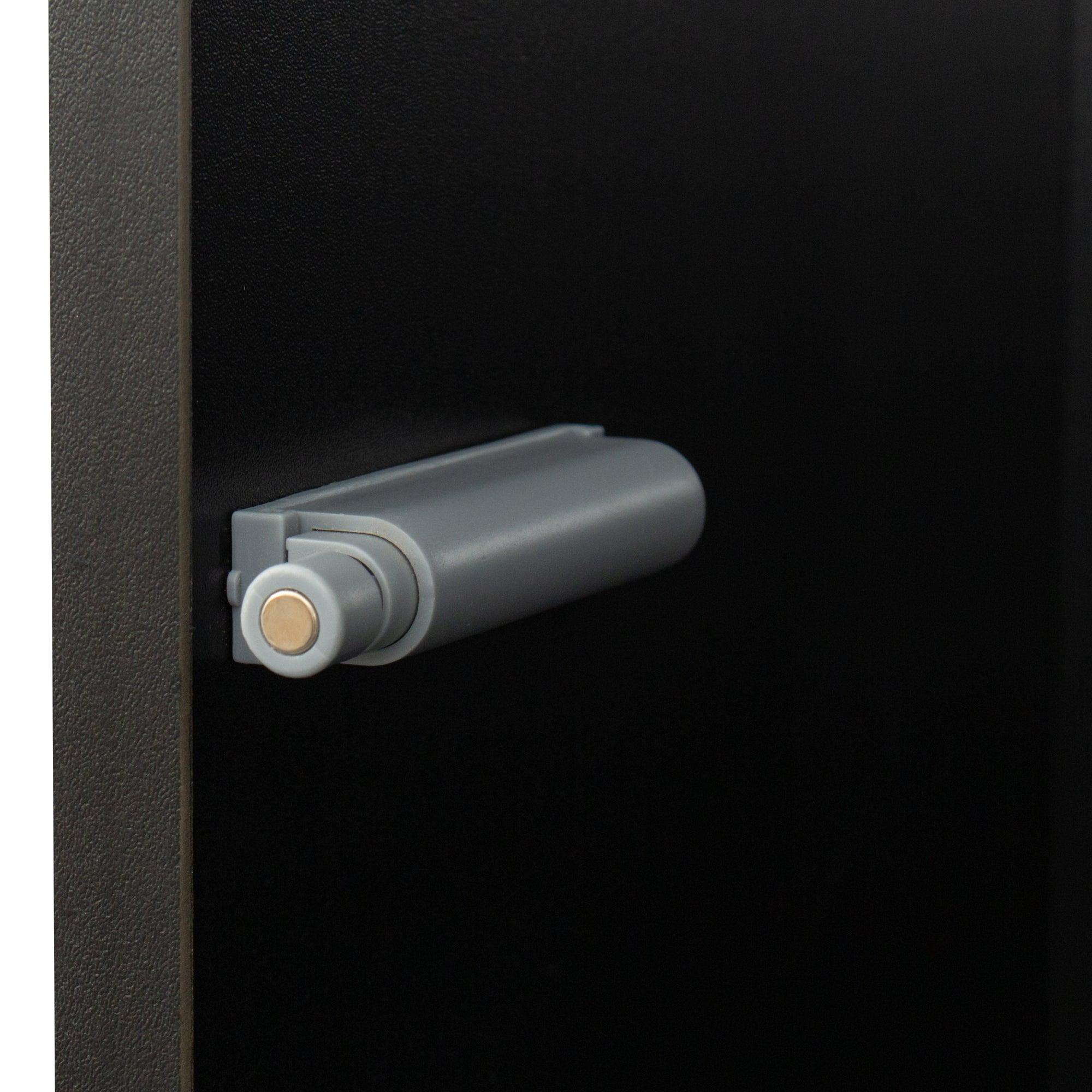 Modern Black Side Cabinet with Aluminum Strip LED Light - Spacious Storage for Living Room, Bedroom & Office Organization