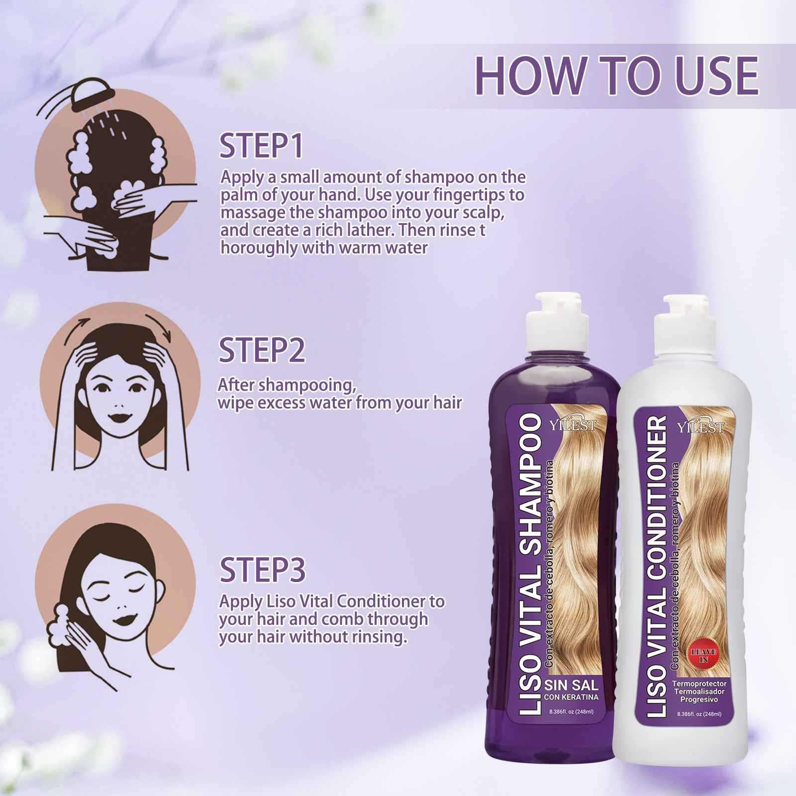 2-Pack Onion Biotin Rosemary Shampoo & Conditioner Set - Nourishes Hair Roots, Moisturizes Scalp for Shiny & Thick Hair (8.4oz x 4) - Perfect for Daily Hair Care & Damaged Hair Repair