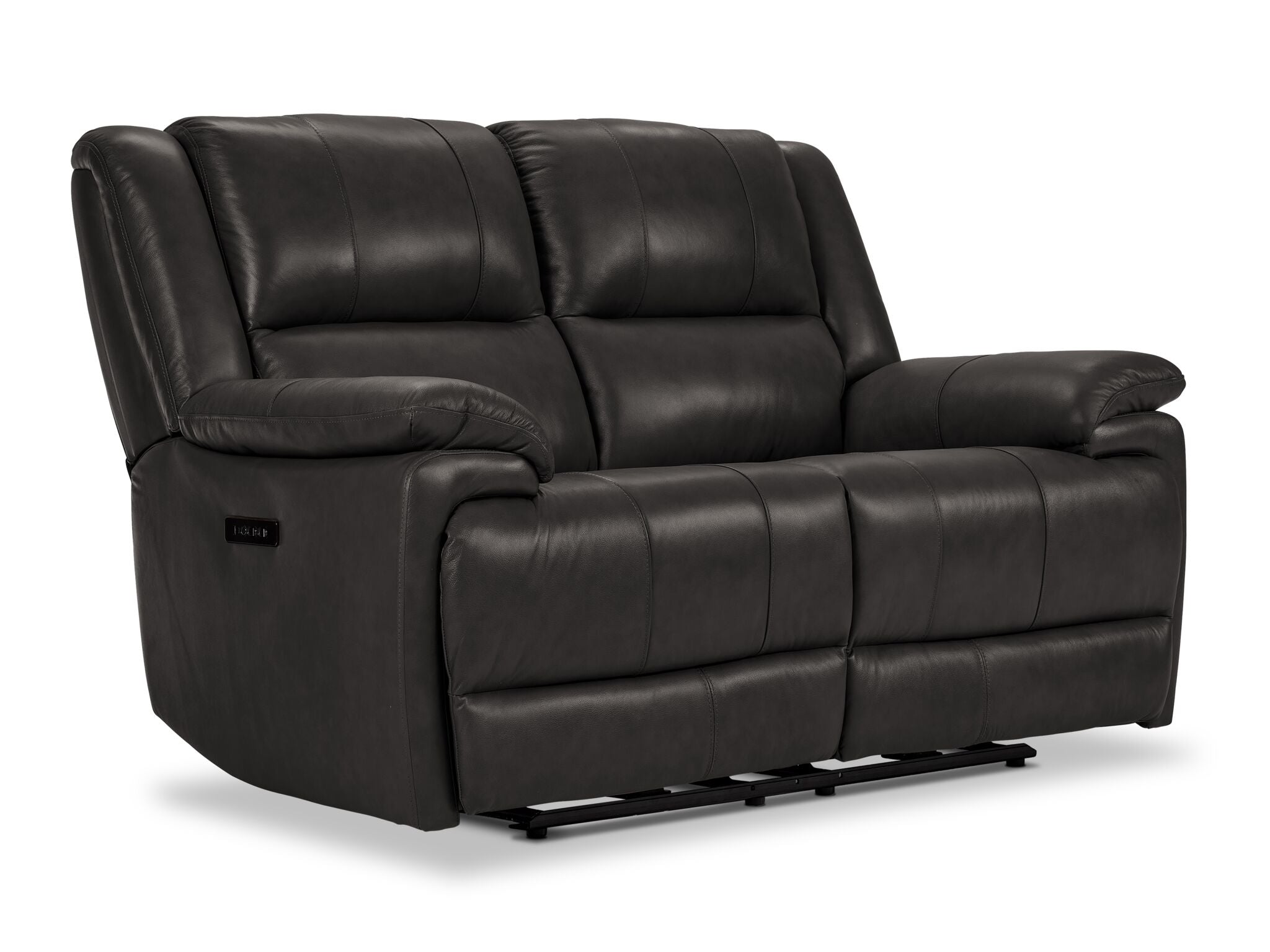 Allie Leather Power Reclining Sofa Set with Dual Motors - 3-Piece Living Room Furniture (Sofa, Loveseat, Recliner) in Granite Color - Perfect for Home Theater, Family Room and Entertainment Spaces