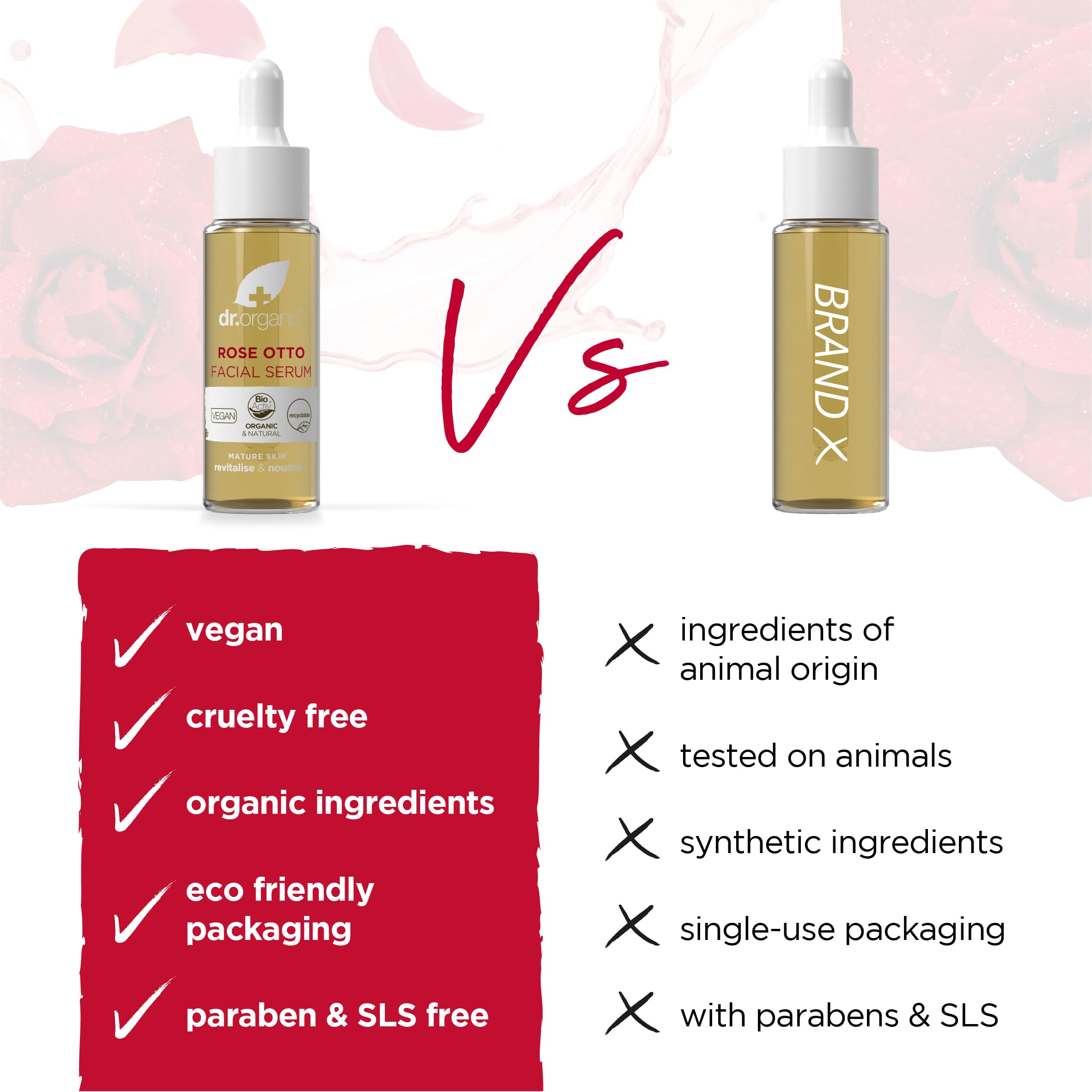 Dr Organic Rose Otto Facial Serum - 30ml | Hydrating & Anti-Aging Face Serum for Glowing Skin | Perfect for Daily Skincare Routine & Nighttime Treatment