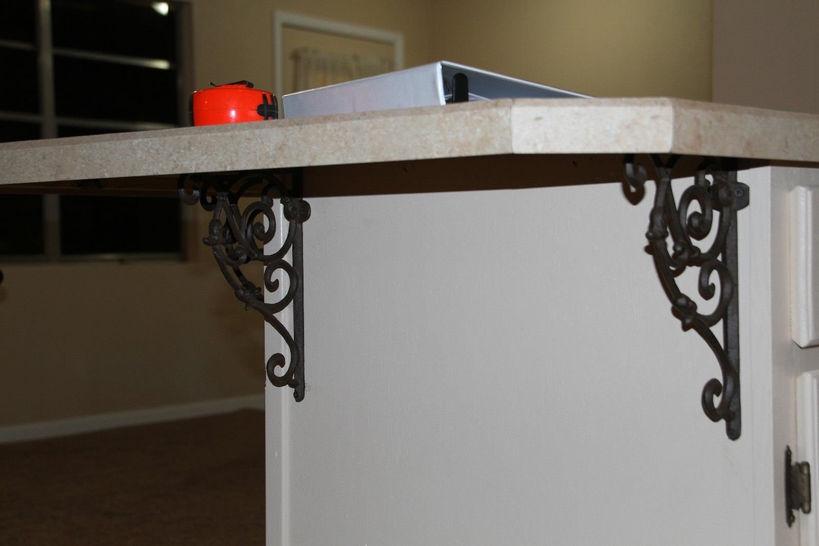 Farmhouse Style Kitchen Island Decorative Shelf Brackets - Heavy Duty Solid Cast Iron, 10 1/8 Inch, Set of 8 - Perfect for Rustic Kitchen Decor, Open Shelving & DIY Home Improvement Projects
