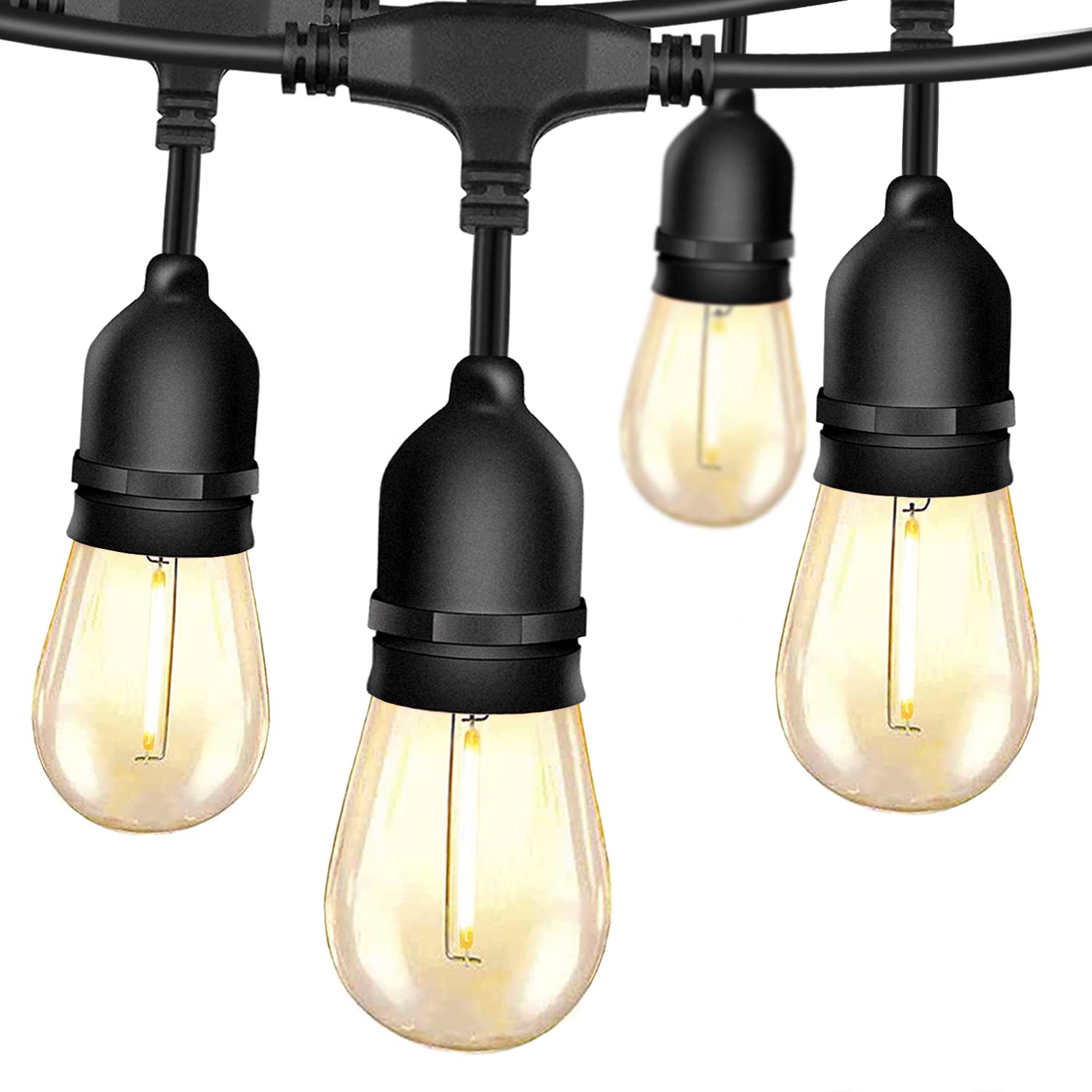 LECLSTAR 96FT LED Outdoor String Lights - 32 Dimmable Shatterproof Edison Vintage Bulbs, Commercial Grade UL Listed Heavy-Duty - Perfect for Patio, Café, Porch, Market & Backyard Decoration