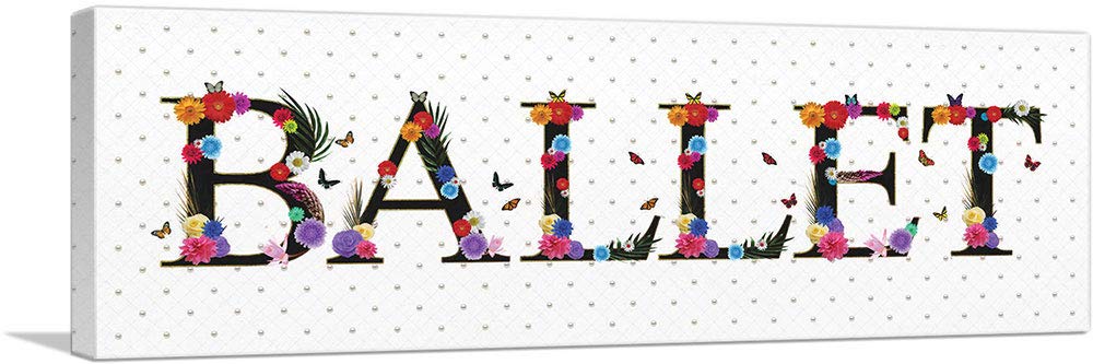 ARTCANVAS Ballet Wall Art for Girls Room - 36x12 Inch Stretched Canvas Painting, Framed Ballet Dancer Poster, Giclee Print Home Decor - Perfect for Bedroom, Nursery & Dance Studio Decorations