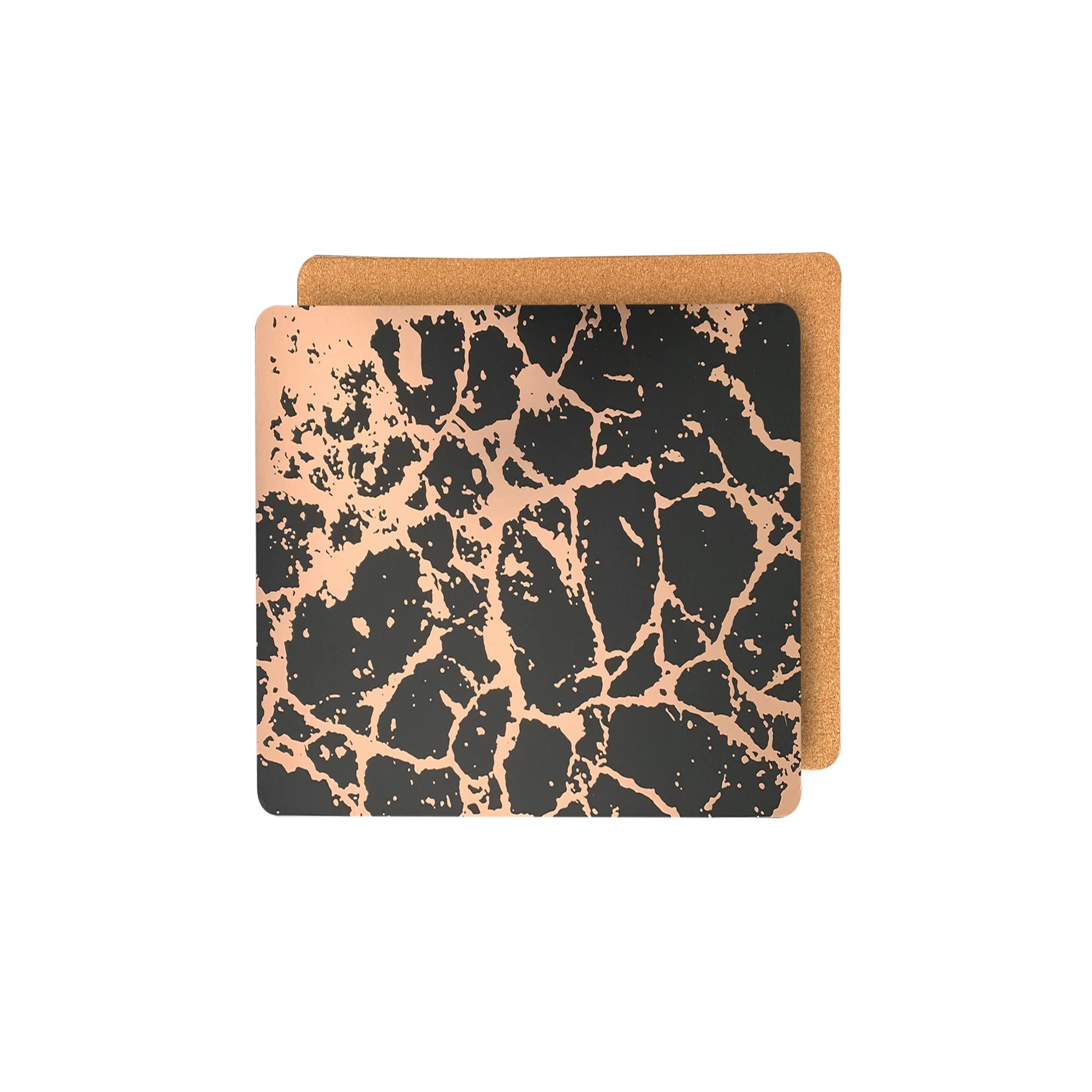 Elegant Black & Rose Gold Marble Cork Placemats Set of 2 - 15
