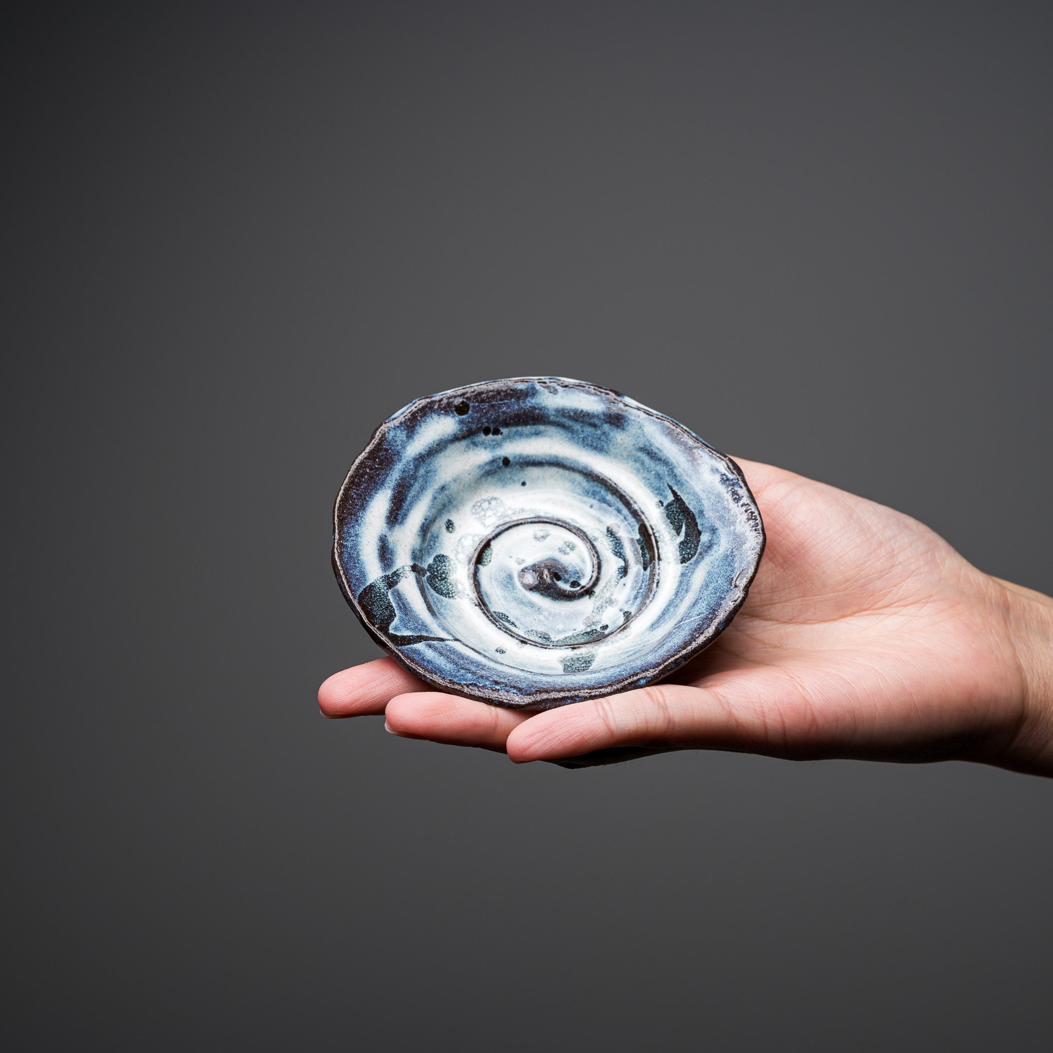 Handcrafted Mino Ware Small Side Dish Plate - Deep Sea Design - 10cm Ceramic Appetizer Plate - Perfect for Sushi, Desserts & Japanese Cuisine