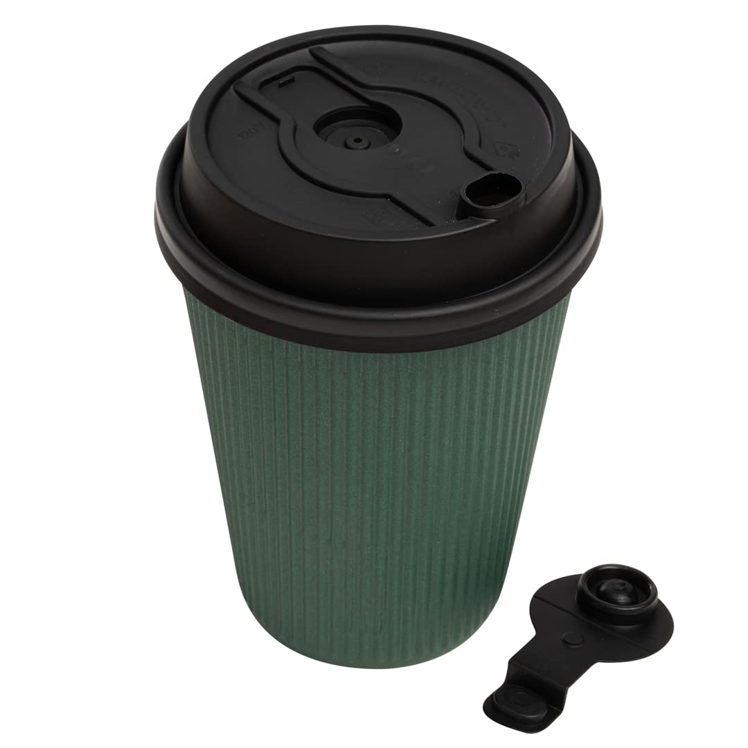 Restpresso Disposable Double Plug Paper Cup Lids for 8, 12, 16 & 20-OZ Coffee Cups - 500 Pack Black Plastic Lids with Straw Slot (Cups Sold Separately) - Perfect for Coffee Shops, Cafes & Takeout Restaurants
