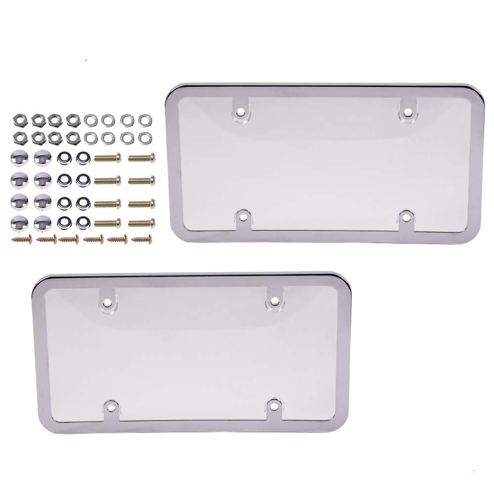 2 Pack Clear Bubble License Plate Covers & Unbreakable Frames Combo for Standard US Plates - Durable Protection with Included Screws - Perfect for Car, Truck, SUV & Motorcycle Plate Protection