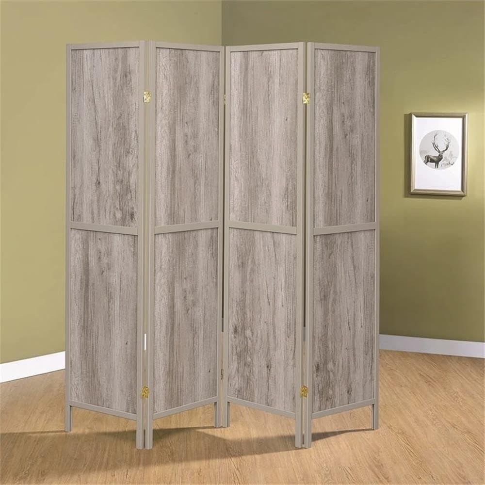 Madison 4-Panel Room Divider in Driftwood Gray - Foldable Privacy Screen for Home, Office & Studio - Perfect for Room Separation, Decoration & Space Organization