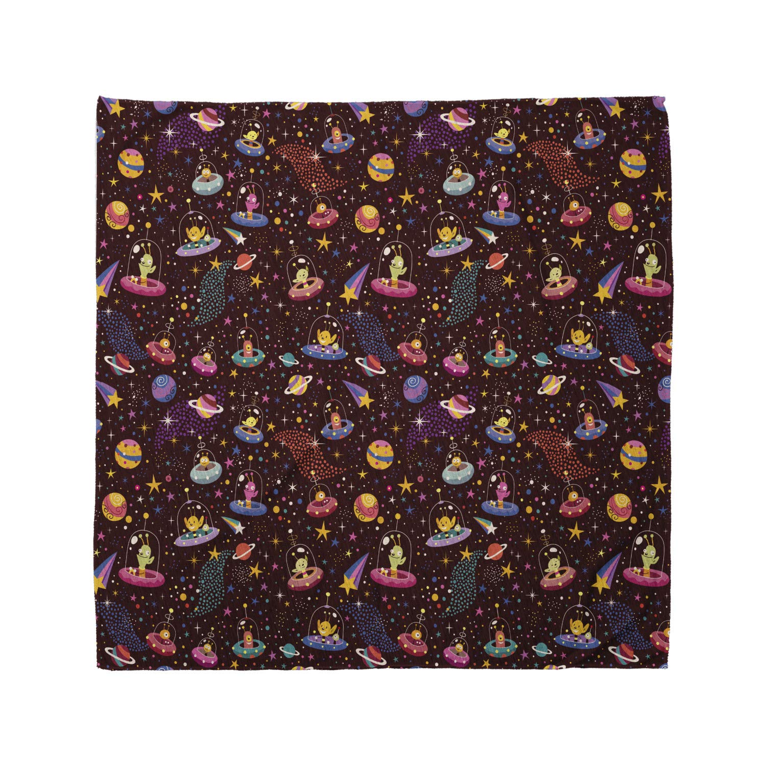 Ambesonne Space Bandana - Alien Planets and UFOs Print, Unisex Head and Neck Scarf for Men & Women | Perfect for Outdoor Activities, Cosplay, and Sci-Fi Events