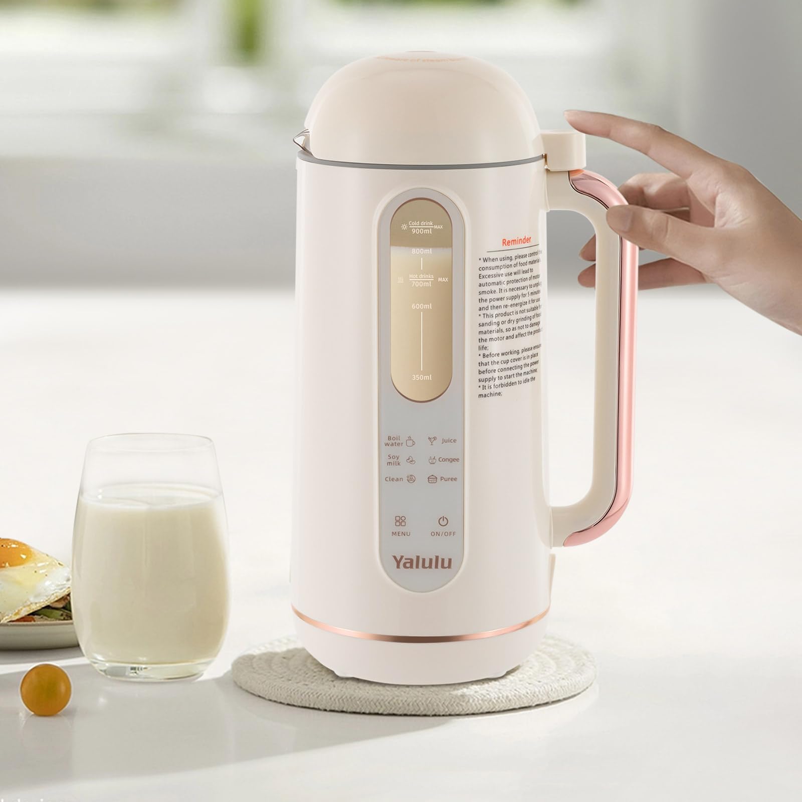 Mini Nut Milk Maker 23-30Oz - Electric Soy Milk Maker Machine for Homemade Almond, Cashew & Oat Milk - 110V White Beige Countertop Appliance - Perfect for Vegan, Dairy-Free & Healthy Smoothies at Home