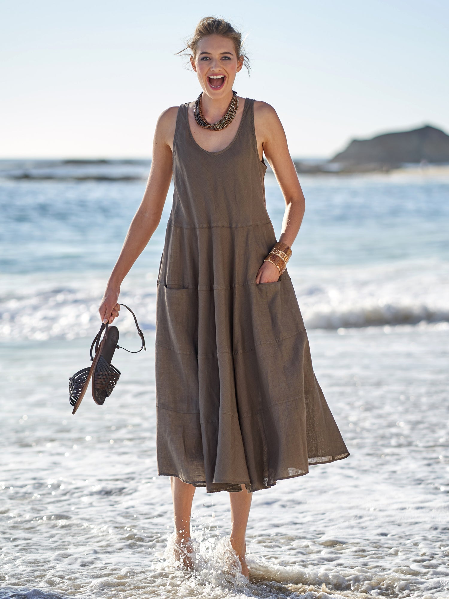 Shari Linen Dress for Women - Breathable Summer Maxi Dress with Pockets | Perfect for Beach Vacation, Date Night & Casual Outings