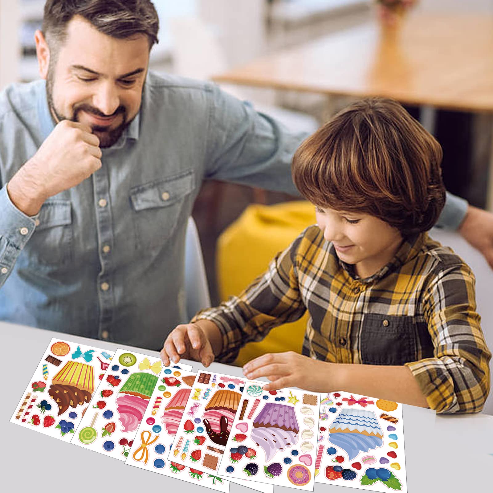 DIY Cupcake & Cake Sticker Maker Kit - Sweet Treats & Dessert Stickers for Kids, Students, Party Favors & Scrapbooking - Fun Baking Themed Arts & Crafts for Birthdays, Classrooms & DIY Projects