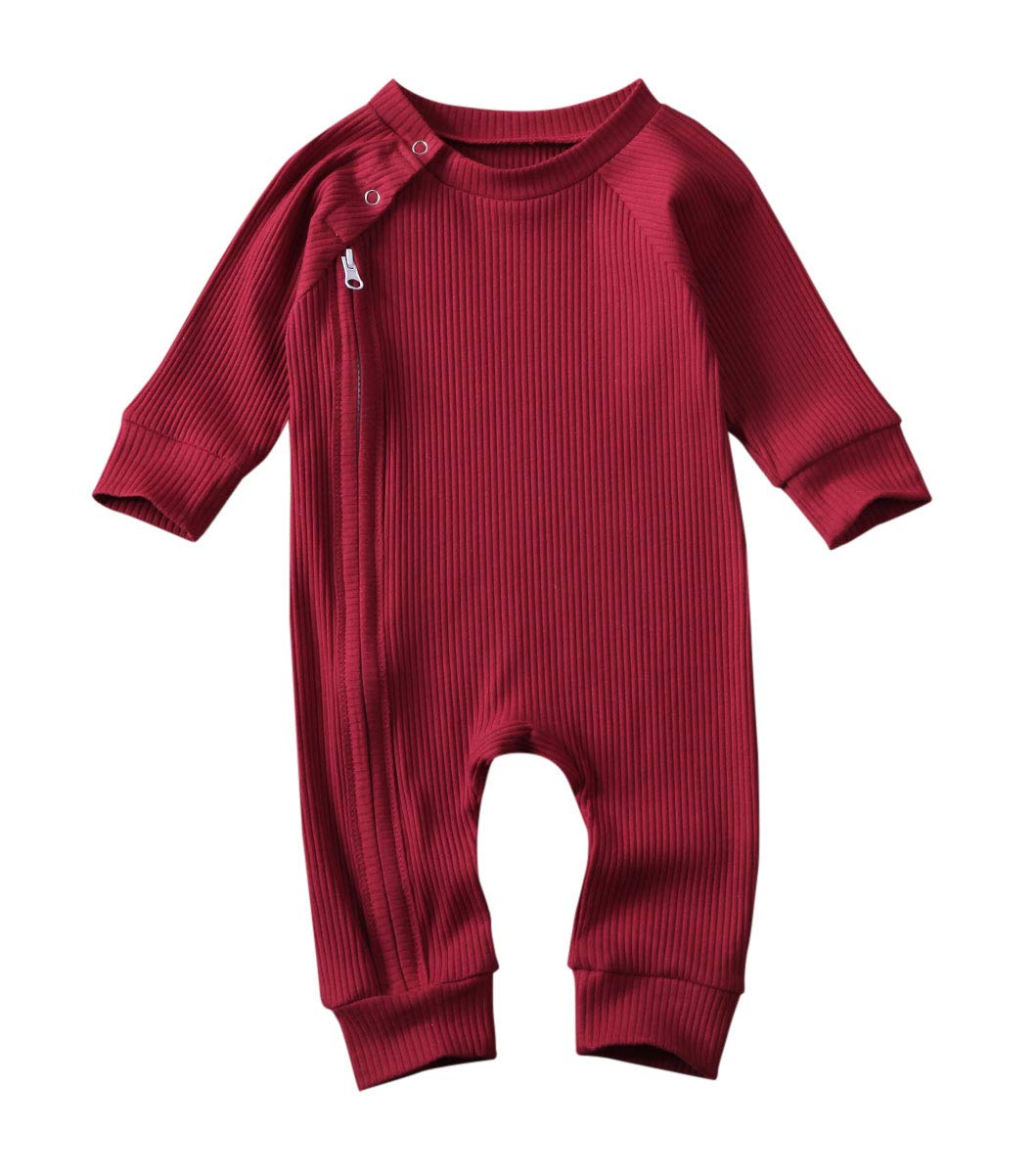 ITFABS Newborn Baby Boy Girl Long Sleeve Romper - Soft Knit Solid Jumpsuit Pajamas & Footless Sleeper Coveralls - Cozy Toddler Clothes for Playtime, Naptime and Everyday Wear
