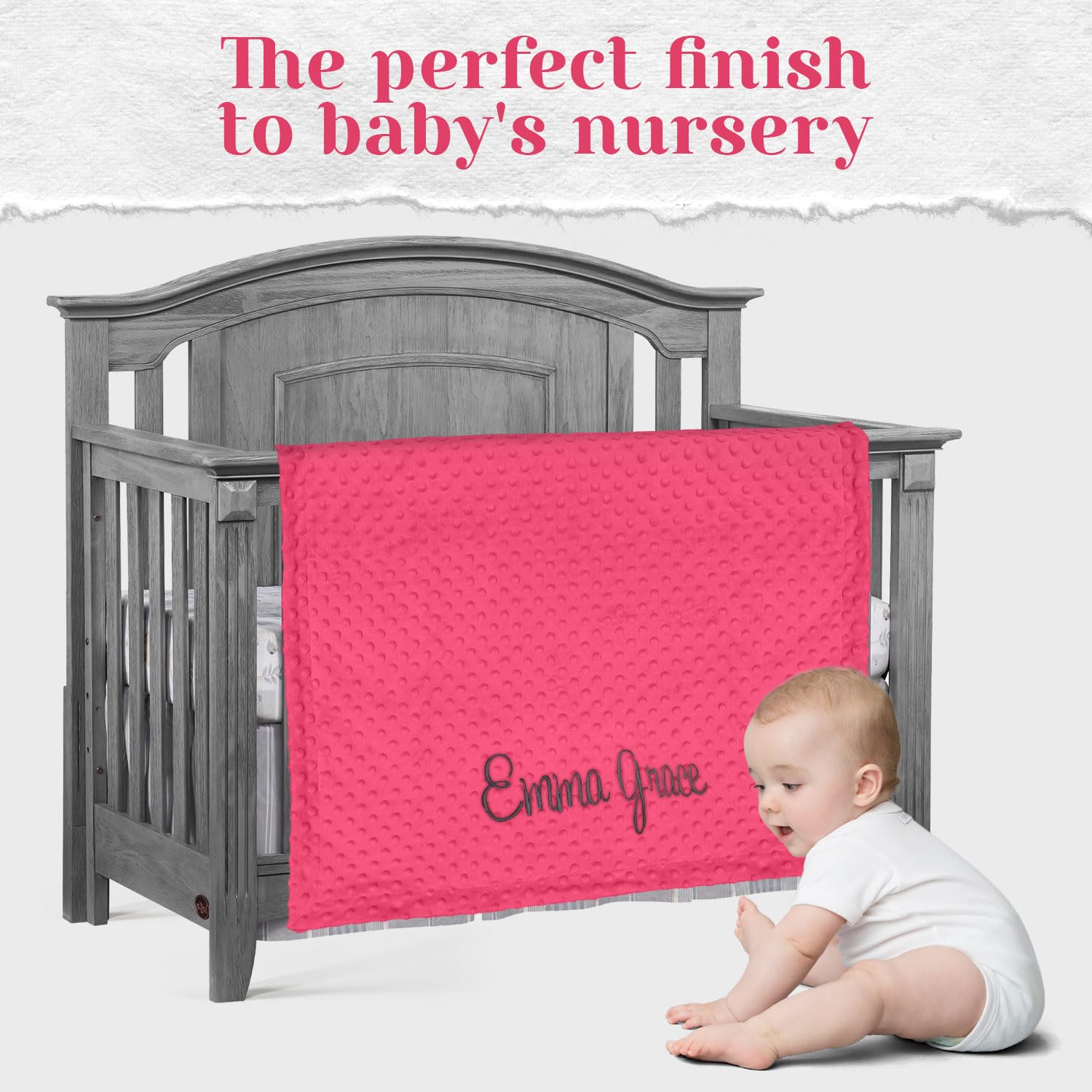 Personalized Baby Blanket for Girls - Custom Monogrammed Newborn Blanket with Name | Soft & Cozy Baby Girl Gift | Perfect for Nursery, Christening & Newborn Photography