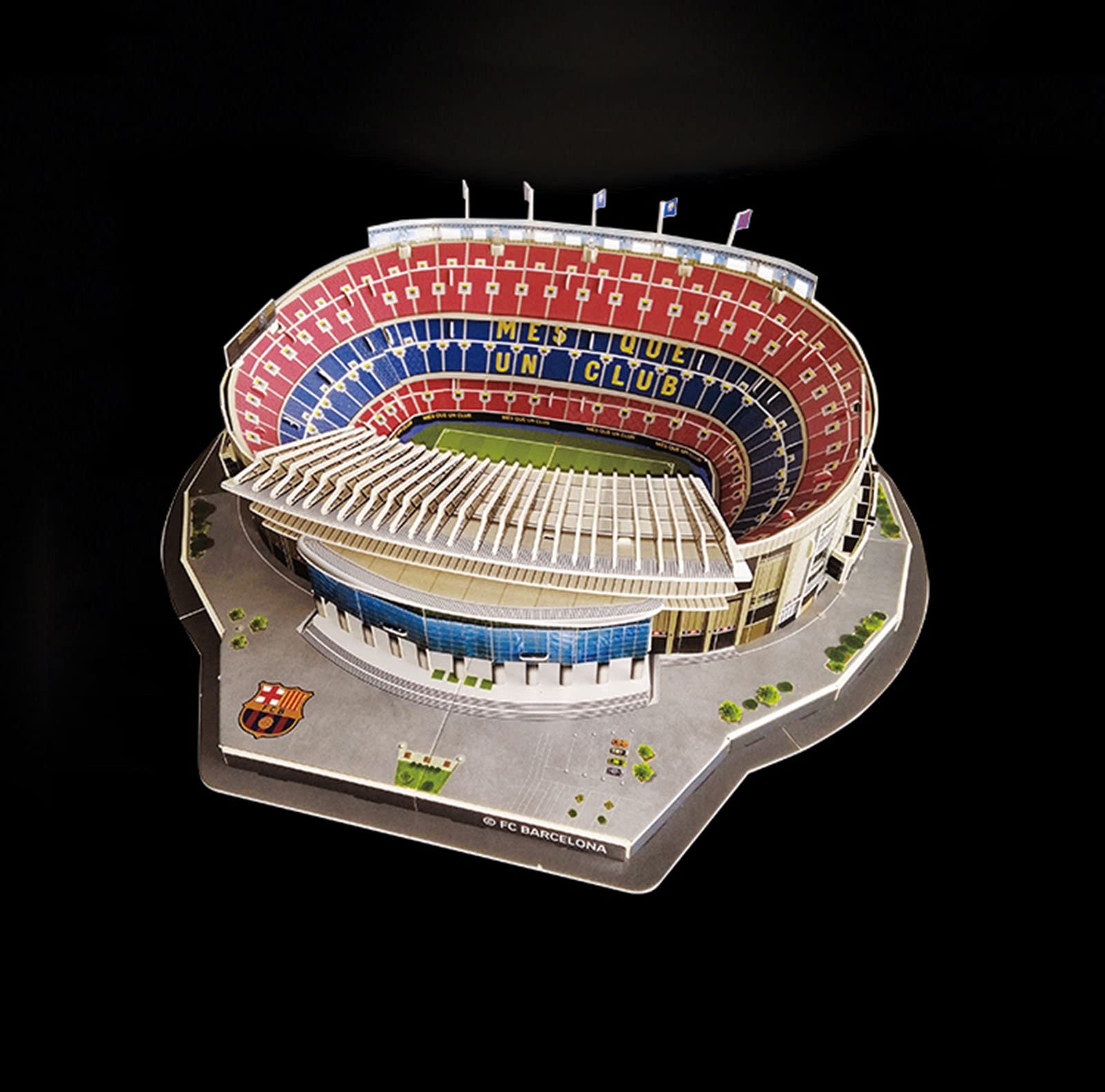 Camp Nou Stadium Puzzle Model with LED Lights - 16×15×4.9 Inches Barcelona FC Fan Gift, Collectible Toy for Home Decor & Office Display