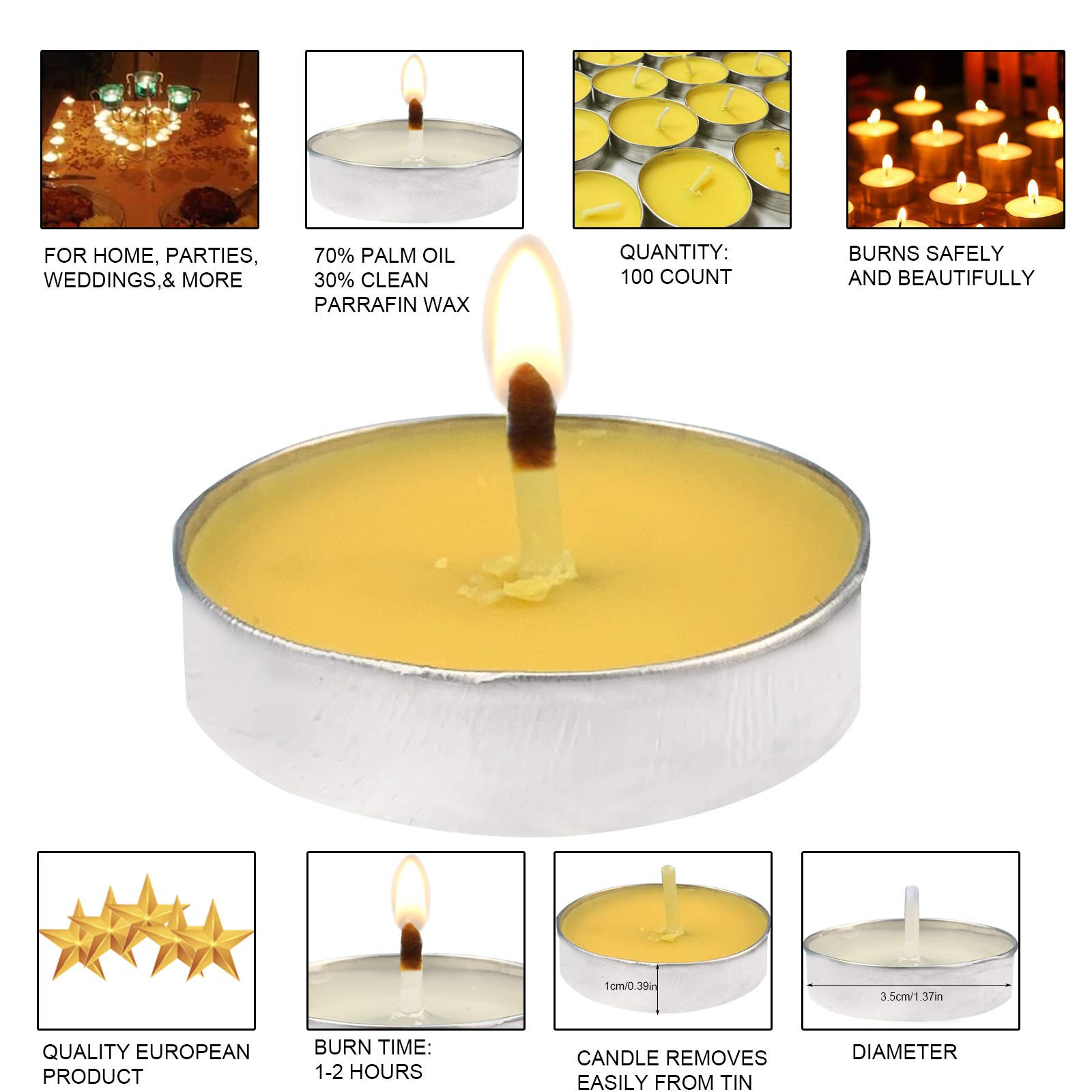 OUO Tea Lights Candles 50 Pack - Smokeless Dripless Mini Candles for Home Decor & Weddings