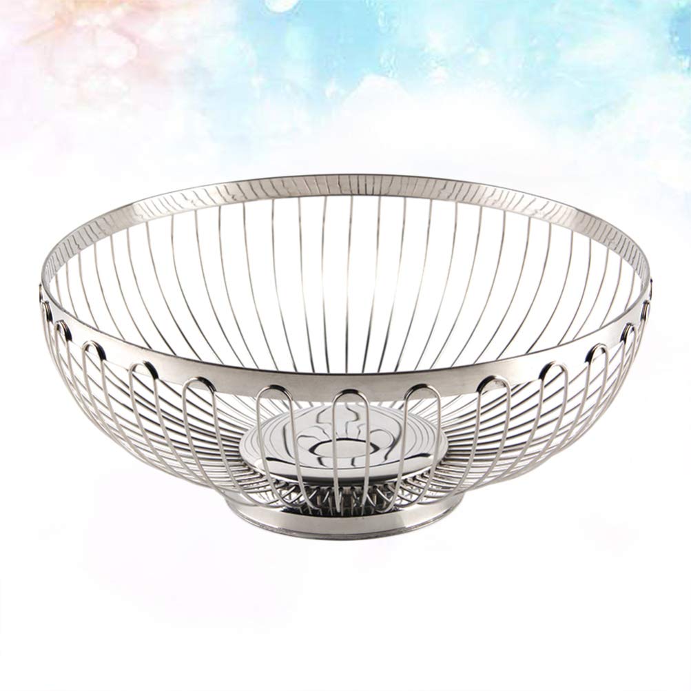 DOITOOL Black Wrought Iron Fruit Basket - Rustic Metal Wire Bowl for Fruits, Vegetables, Bread & Kitchen Storage - Durable Colander & Stand for Countertop, Dining Table & Pantry Organization