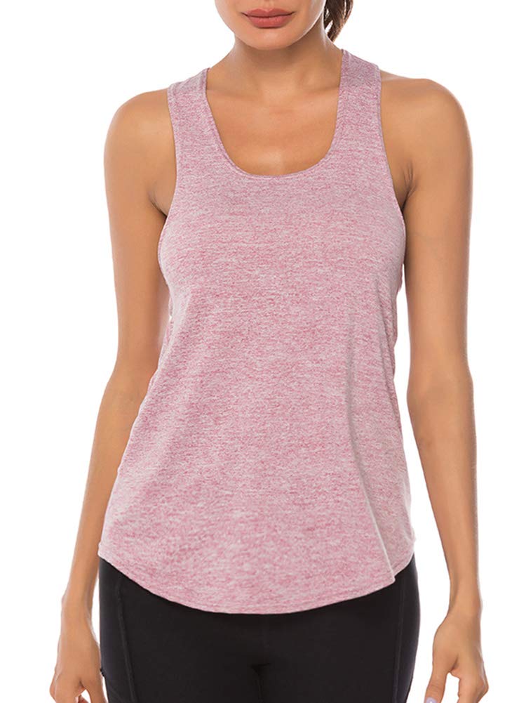 YAKER Women's Athletic Yoga Tops - Breathable Racerback Running Tank Top for Gym, Workout & Exercise | Perfect for Yoga, Pilates, Cardio & Fitness Training