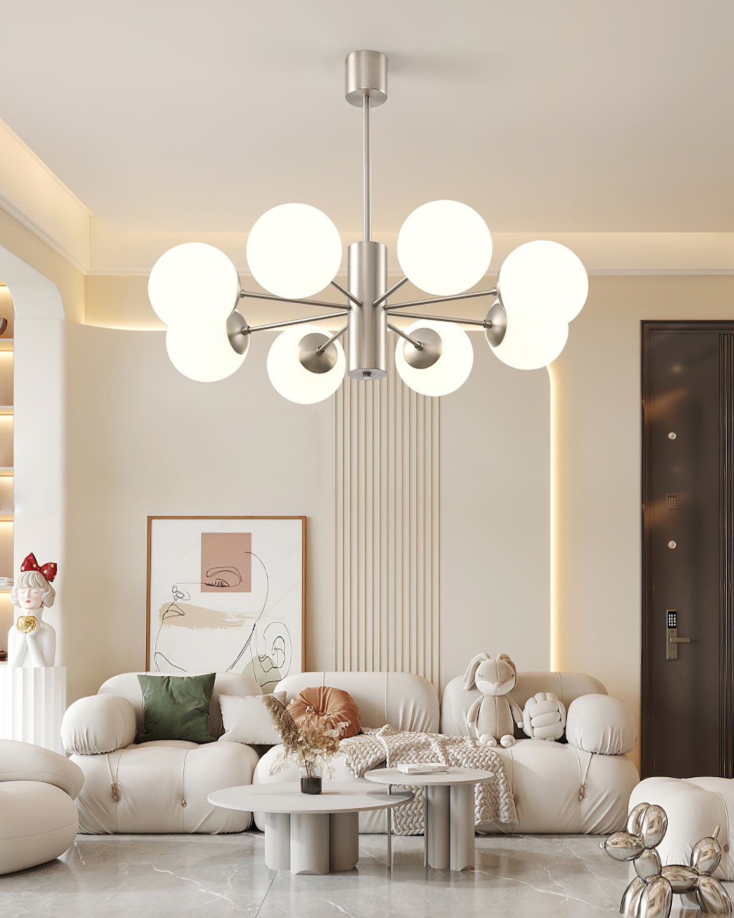 Stylish Bean Ball Chandelier - Modern Pendant Lighting Fixture for Dining Room, Bedroom & Living Room Decor