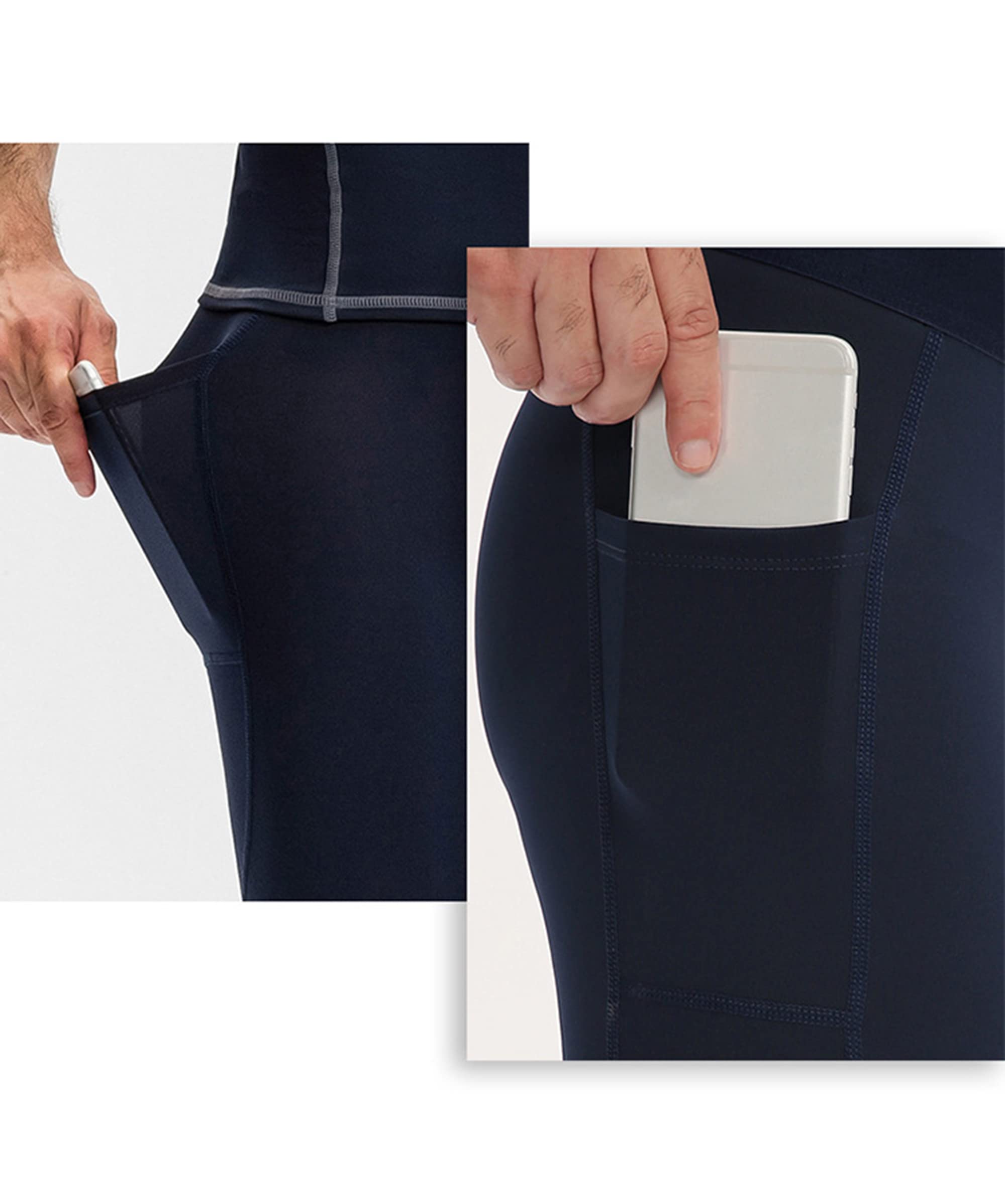 **Men's Compression Shorts with Pockets - Moisture-Wicking Running Underwear for Workout & Athletic Training - Perfect for Gym, Jogging, and Sports Activities**