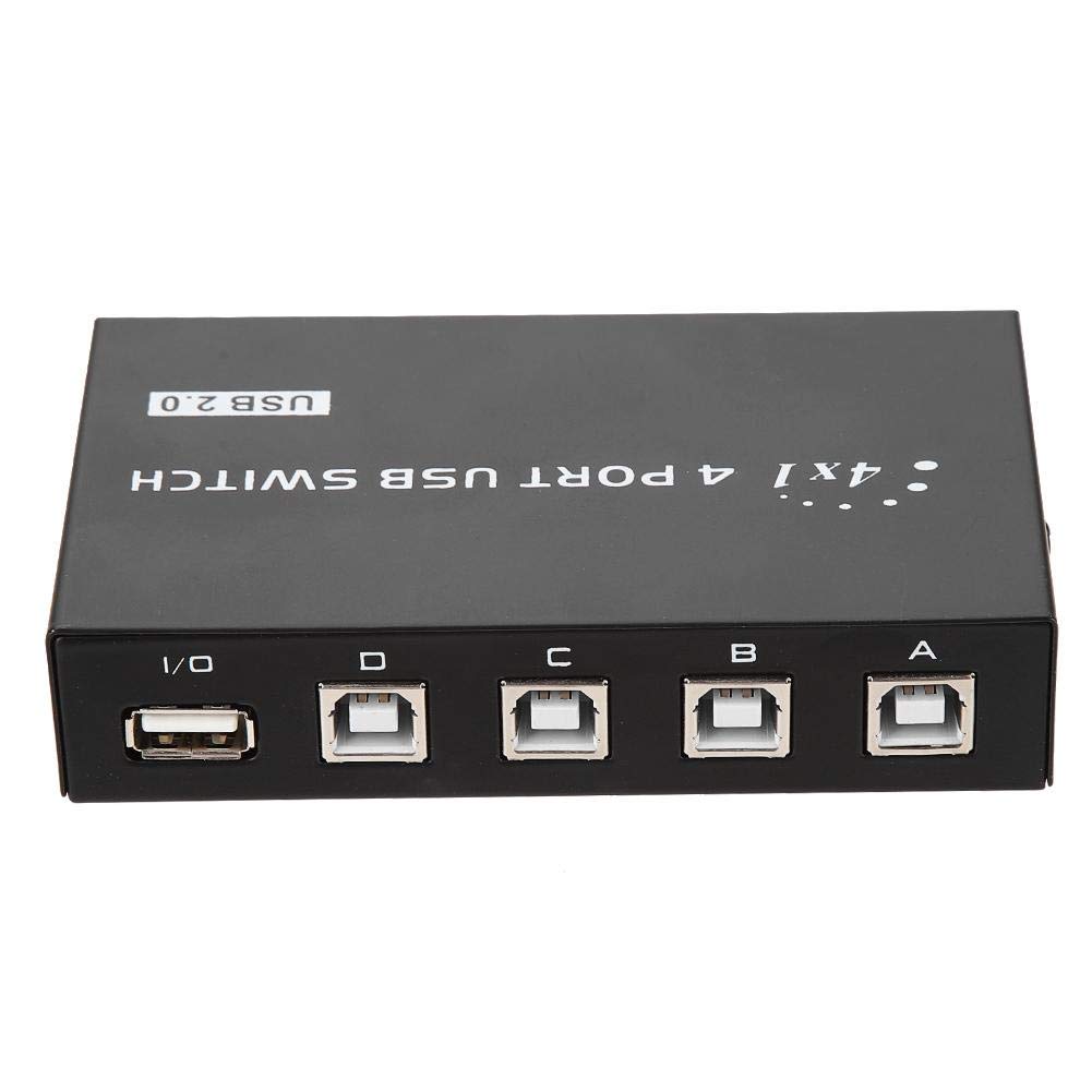 4-Port USB 2.0 Manual Sharing Switch for PC, Printer & Scanner - USB Hub Switcher Box for Multiple Devices | Perfect for Home Office & Small Business Workstations