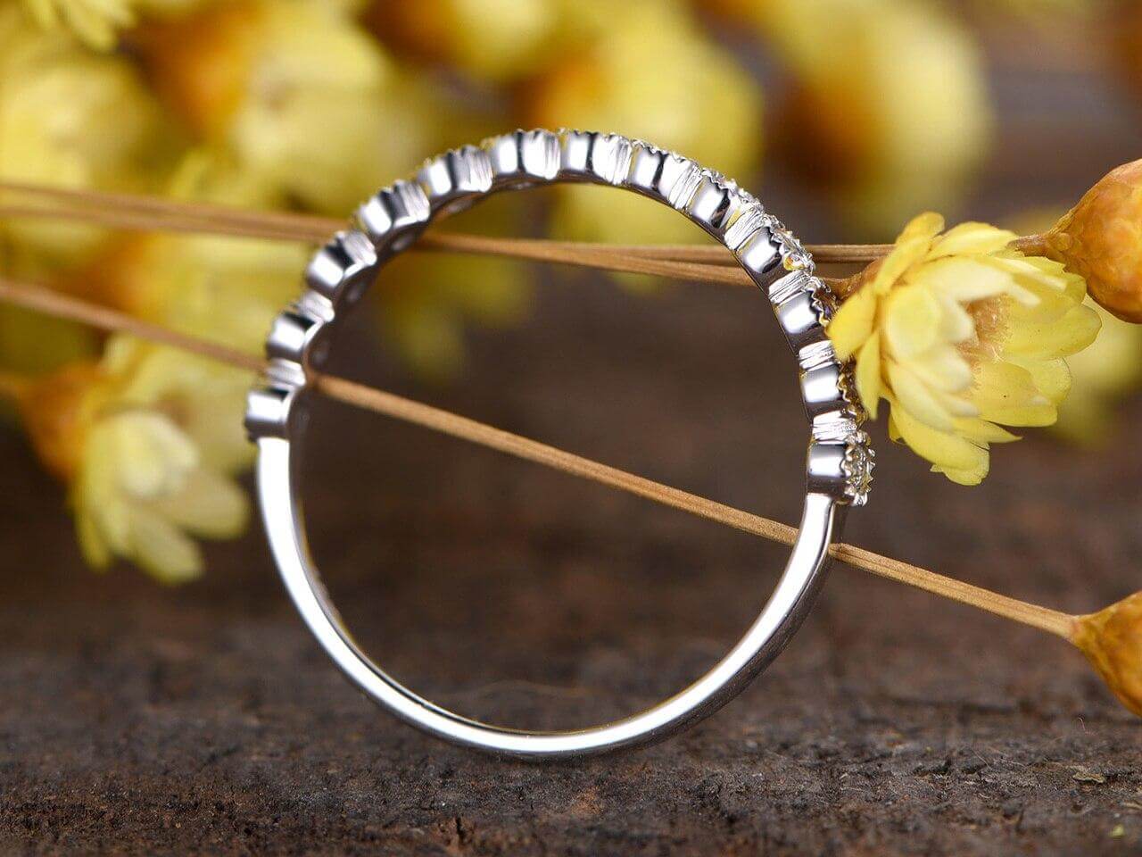 0.25 Carat 10k White Gold Moissanite Wedding Band - Durable Anniversary Ring for Women - Perfect for Engagement, Proposal & Special Occasions