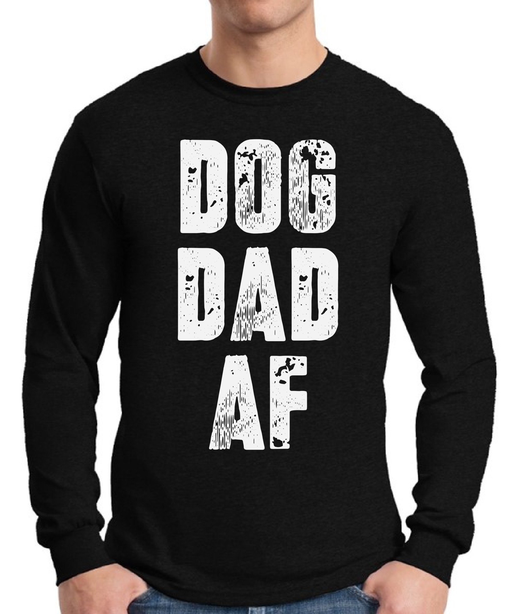 Dog Dad AF Long Sleeve Shirt - Funny Dog Lover Gifts for Men - Cool Graphic Tee for Dog Owners - Perfect for Father's Day, Birthday & Casual Wear