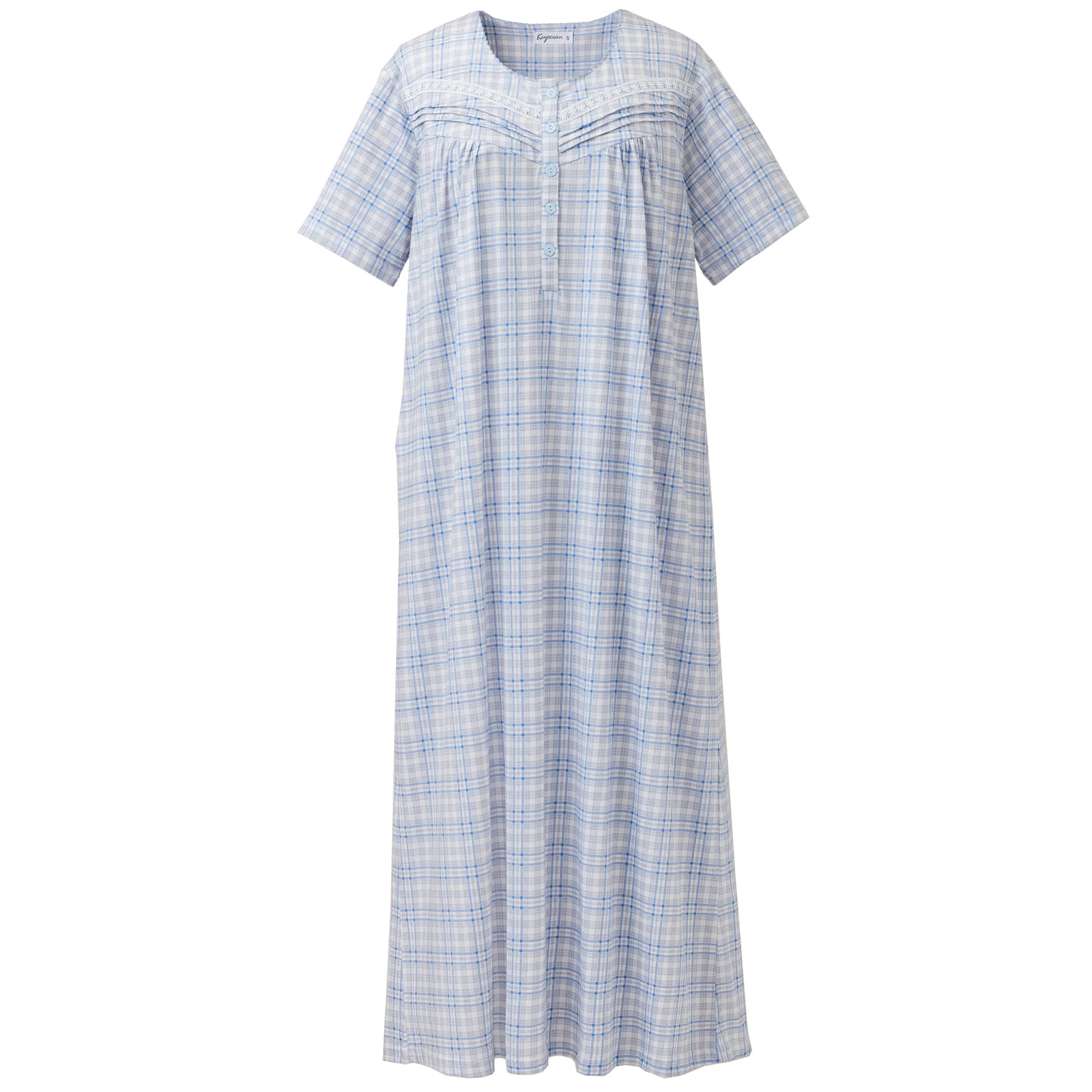 Keyocean Women's 100% Cotton Short Sleeve Nightgown - Soft & Comfortable Sleepwear for Ladies - Perfect for Summer Nights, Lounging at Home, and Relaxing Sleepwear