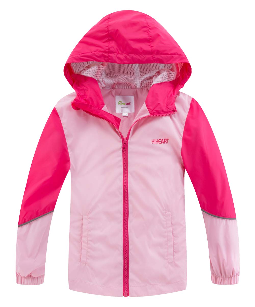 Hiheart Lightweight Hooded Windbreaker Jacket for Girls & Boys - Water Resistant, Breathable, Perfect for Outdoor Adventures, School, and Casual Wear