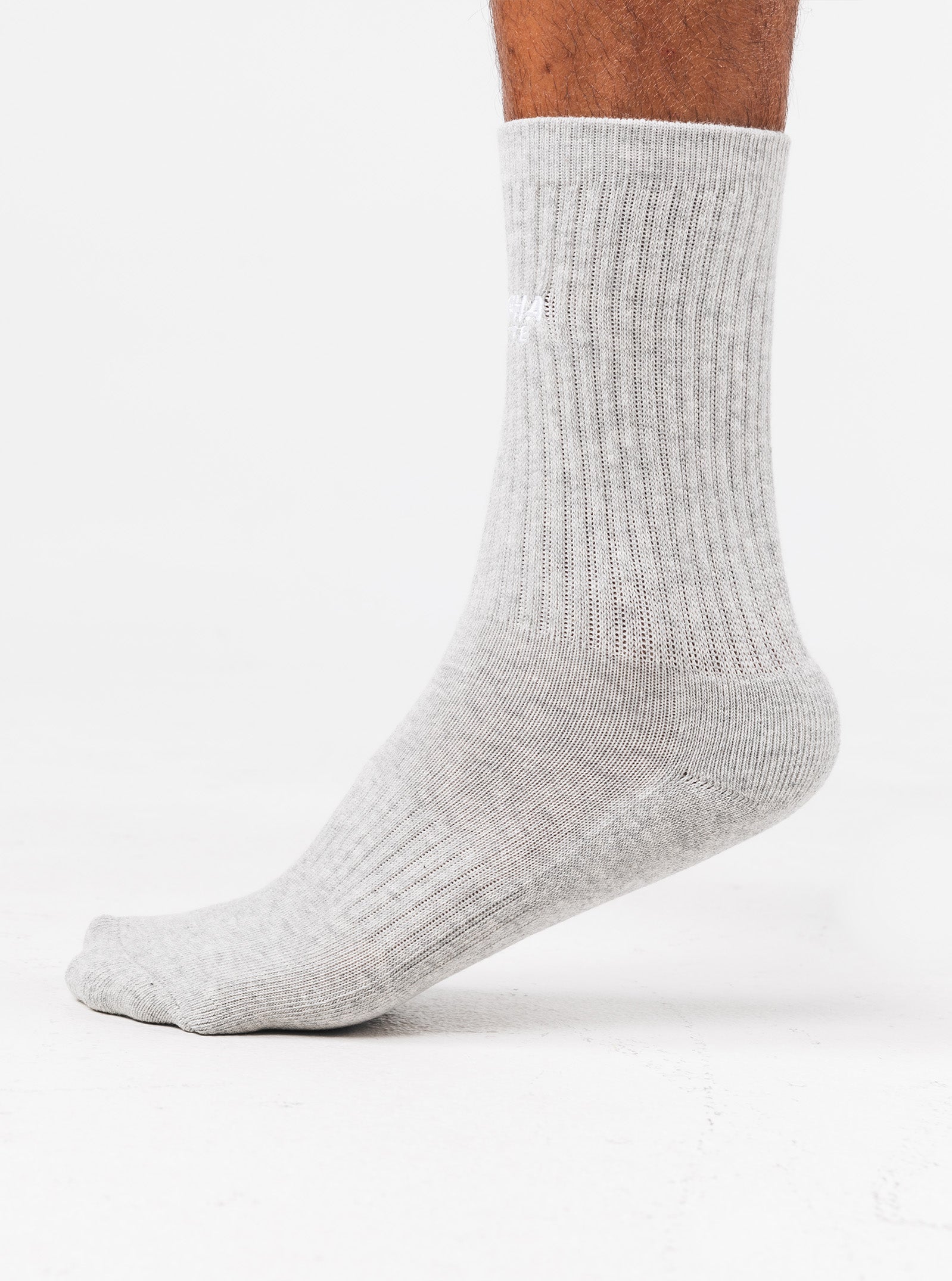 Force Elite Performance Socks 3-Pack - Heather Grey - Moisture Wicking & Cushioned for Running, Hiking & Workouts