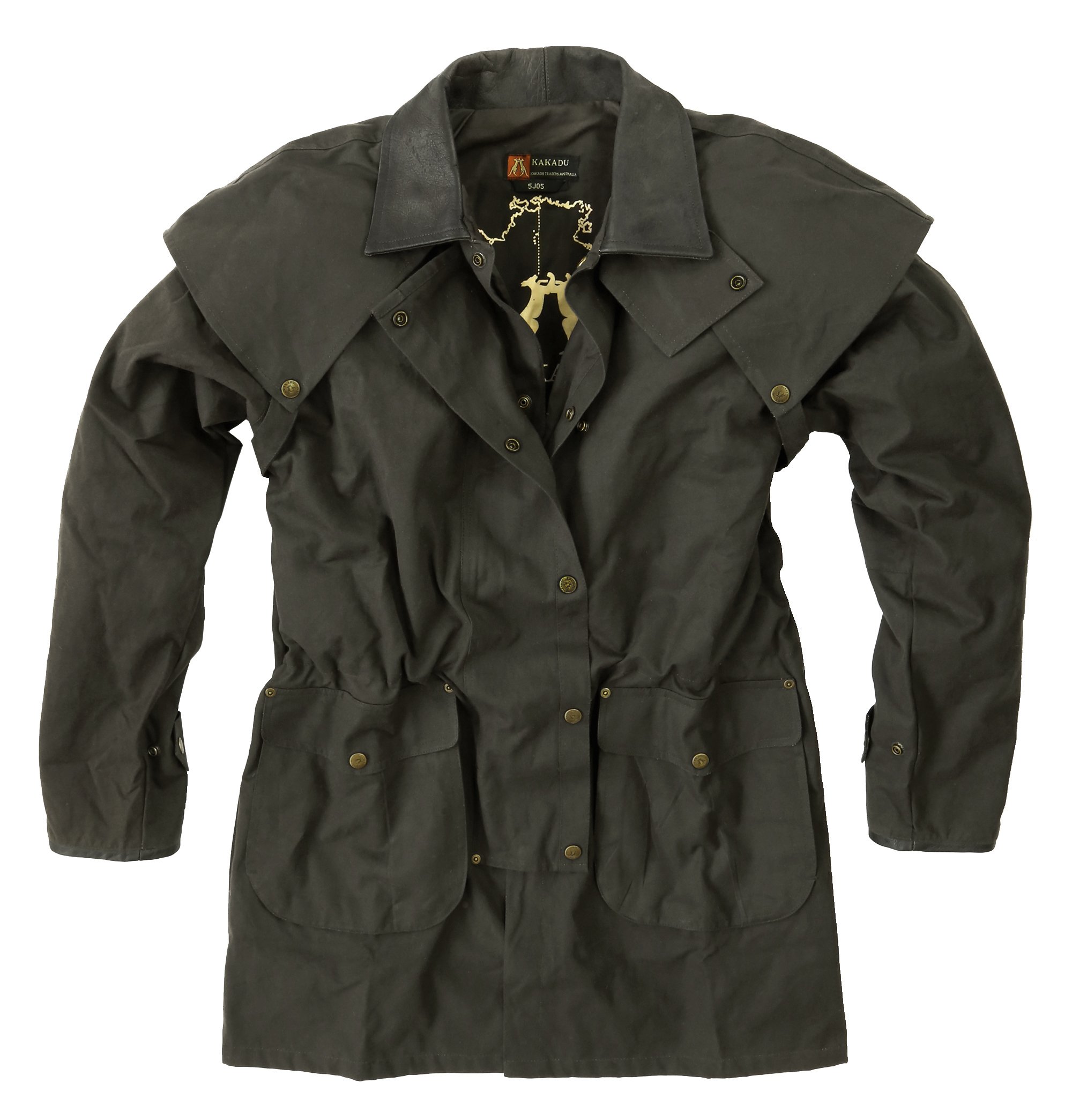 KAKADU Men's Oilskin Duster Jacket - Waterproof & Windproof Australian Outback Coat for Ranch Work, Hiking & Outdoor Adventures - Heavy Duty Warm Winter Jacket