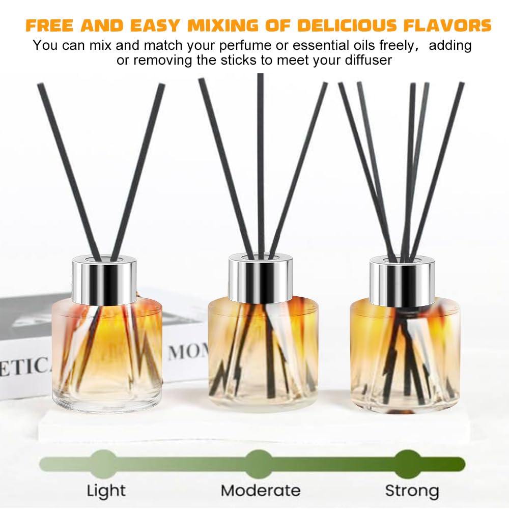 EMAGEREN 6-Pack 50ml Clear Glass Diffuser Bottles - Round Empty Essential Oil Bottles for Aromatherapy, Home Fragrance & Perfume - Perfect for DIY Blends, Reed Diffusers & Gift Sets