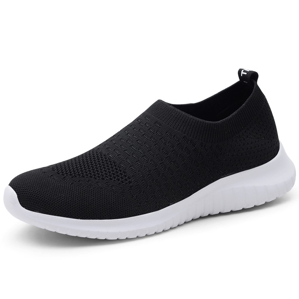 TIOSEBON Men's Slip-On Walking Shoes - Breathable Knit Mesh Tennis Sneakers for Men - Lightweight Comfortable Casual Shoes for Walking, Running & Daily Wear