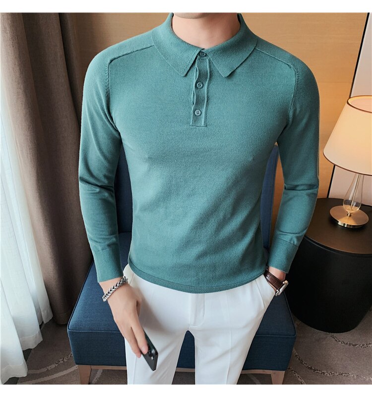 Antonio's Men's Slim Fit Long Sleeve Polo Shirt - Comfortable Casual Wear for Office, Golf & Everyday Outfits