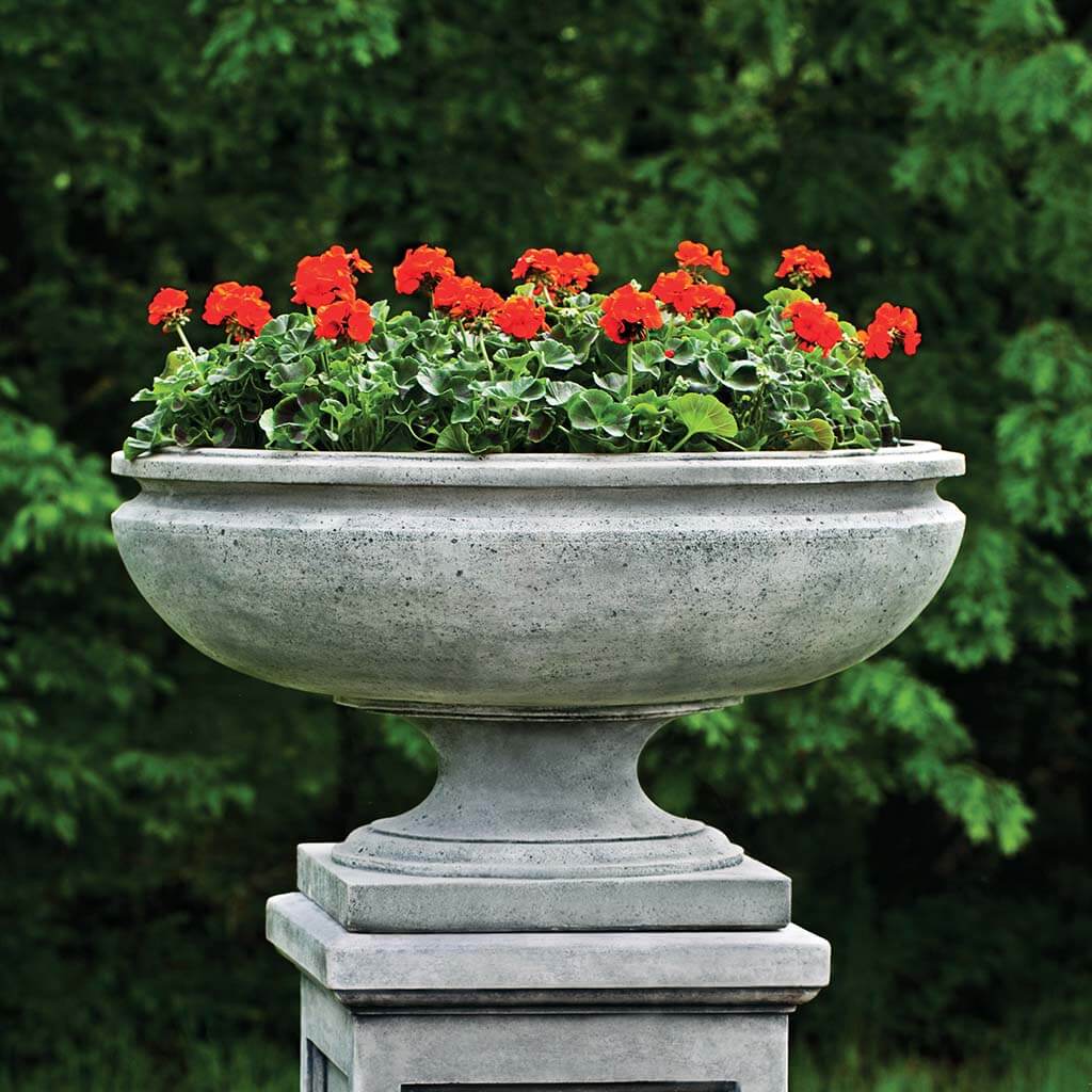 Campania International St Louis Urn with Pedestal - Elegant Outdoor Garden Urn for Patio, Lawn & Cemetery Decor