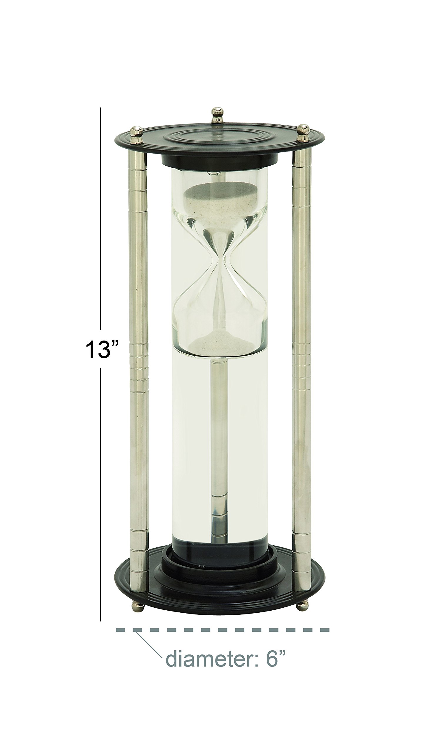 Deco 79 24526 Modern Aluminum & Glass Floating Sand Timer - 3 Minute Hourglass for Home Office Decor, Meditation, Yoga, and Kitchen Timer
