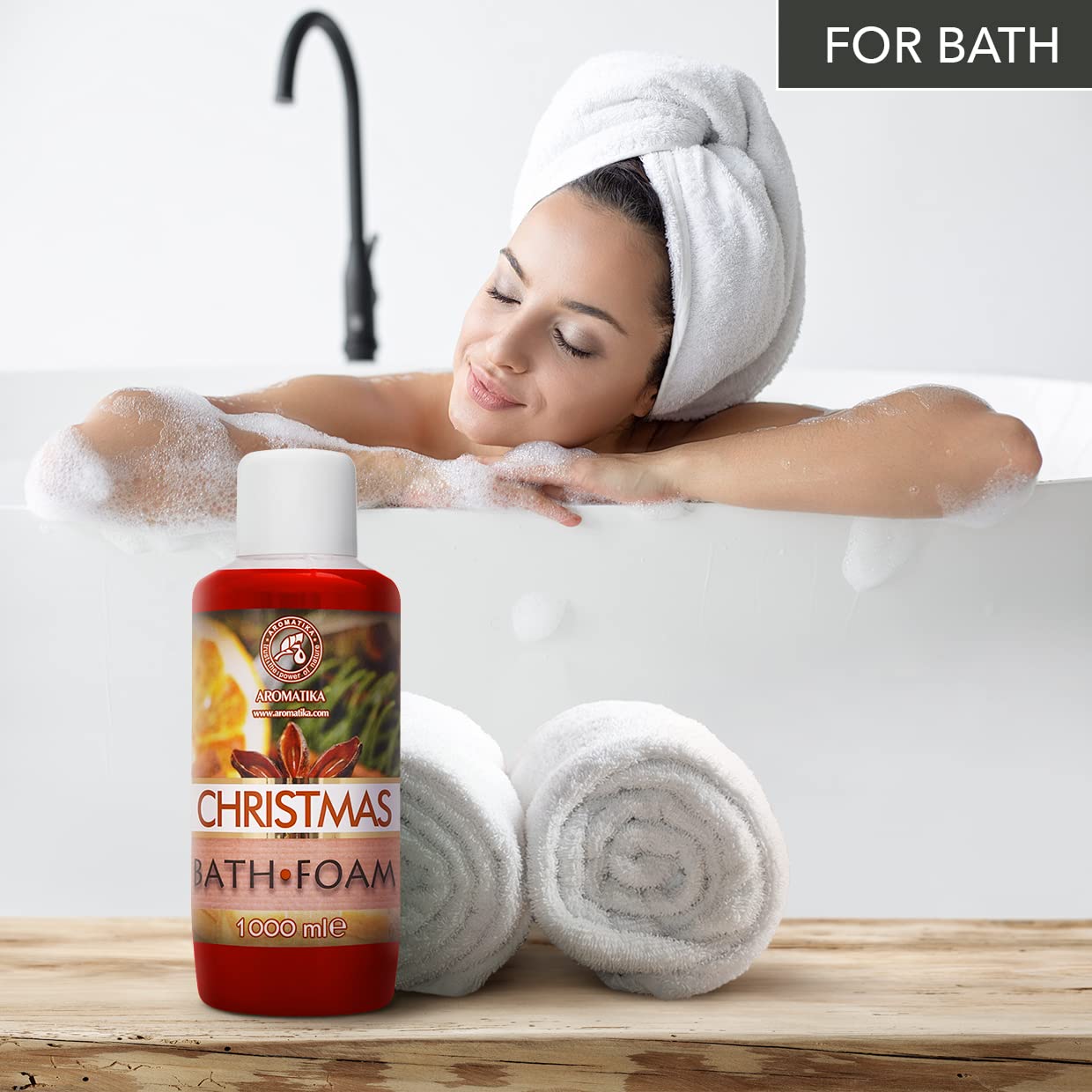 Christmas Scented Bubble Bath Foam - 34 Fl Oz (1000ml) for Relaxation & Better Sleep | Aromatherapy Spa Body Care with Soothing Fragrance | Perfect for Holiday Gifts, Self-Care & Stress Relief