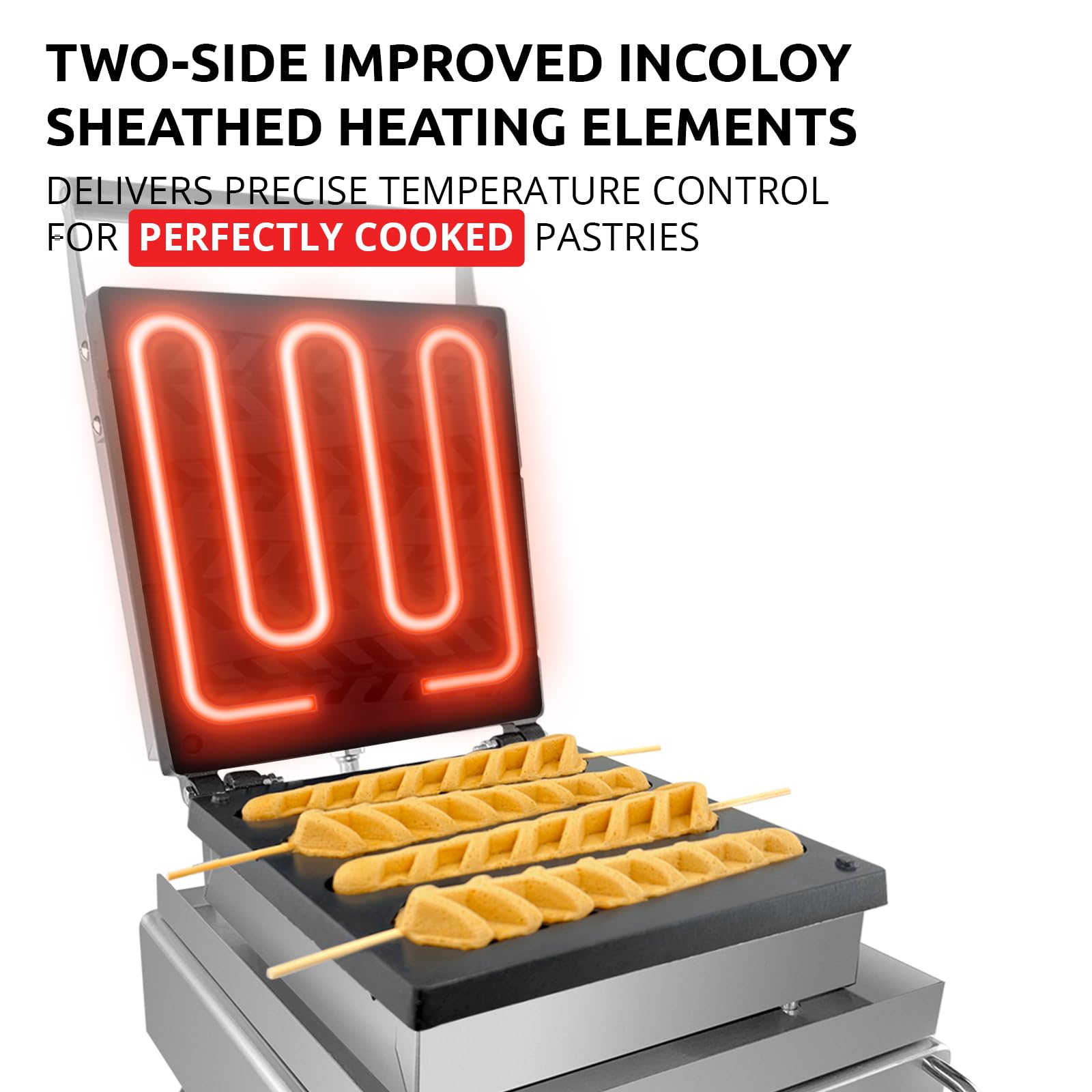 ALDKitchen Waffle Stick Maker - 4 Stick Waffle Machine with 110V for Homemade Belgian Waffles | Perfect for Breakfast, Parties & Kids Snacks | Non-Stick & Easy to Clean
