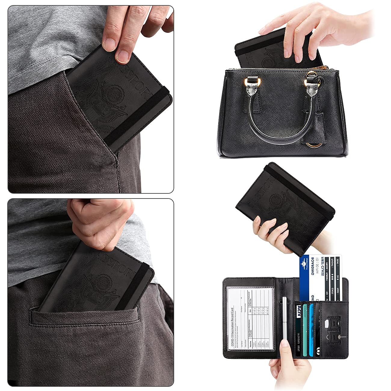 Premium Travel Accessories Set - RFID Blocking Passport Holder & Vaccine Card Protector Combo | Perfect for International Flights, Vacations & Business Trips