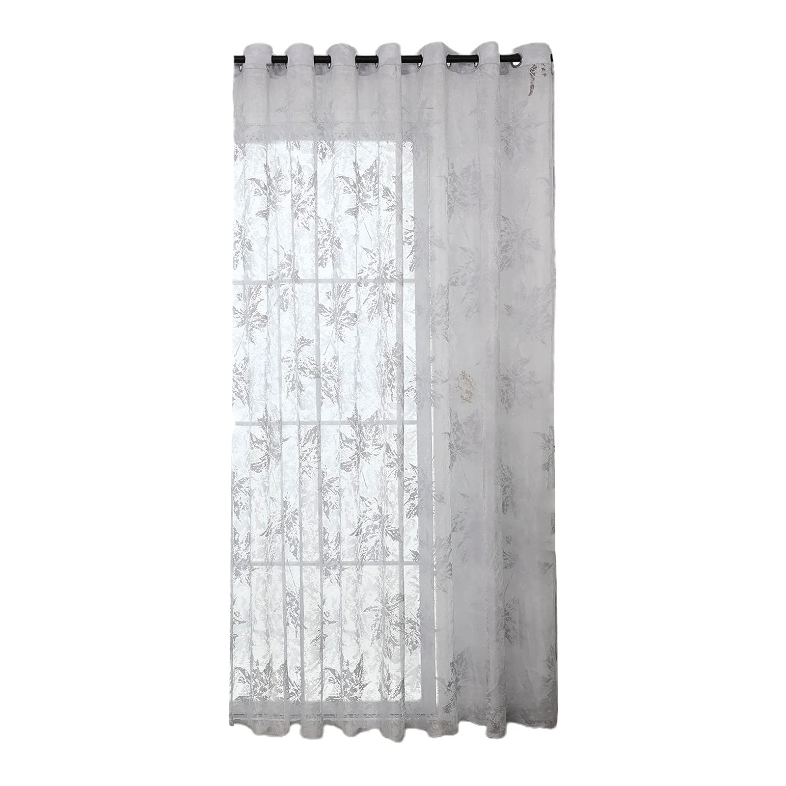 AYYUFE Fashion Light Filtering Leaf Pattern Embroidered Polyester Curtain Drapes - Maple Leaf Design Window Treatments for Bedroom & Home Decor | Perfect for Living Room, Nursery & Office Privacy