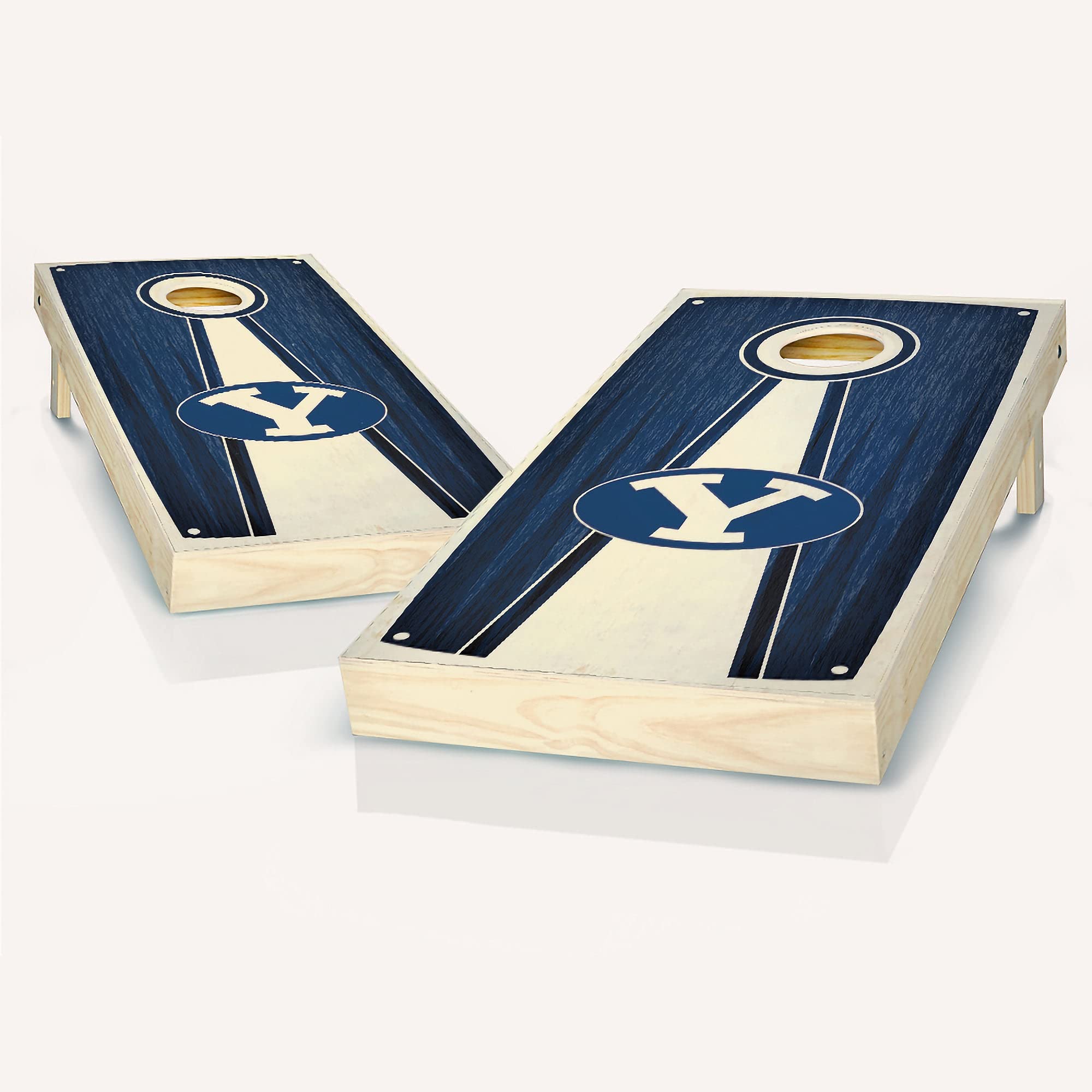 BYU Stained Pyramid Cornhole Board Set - Custom Team Logo Design - Regulation Size Cornhole Game for Outdoor Parties, Tailgating & Backyard Fun
