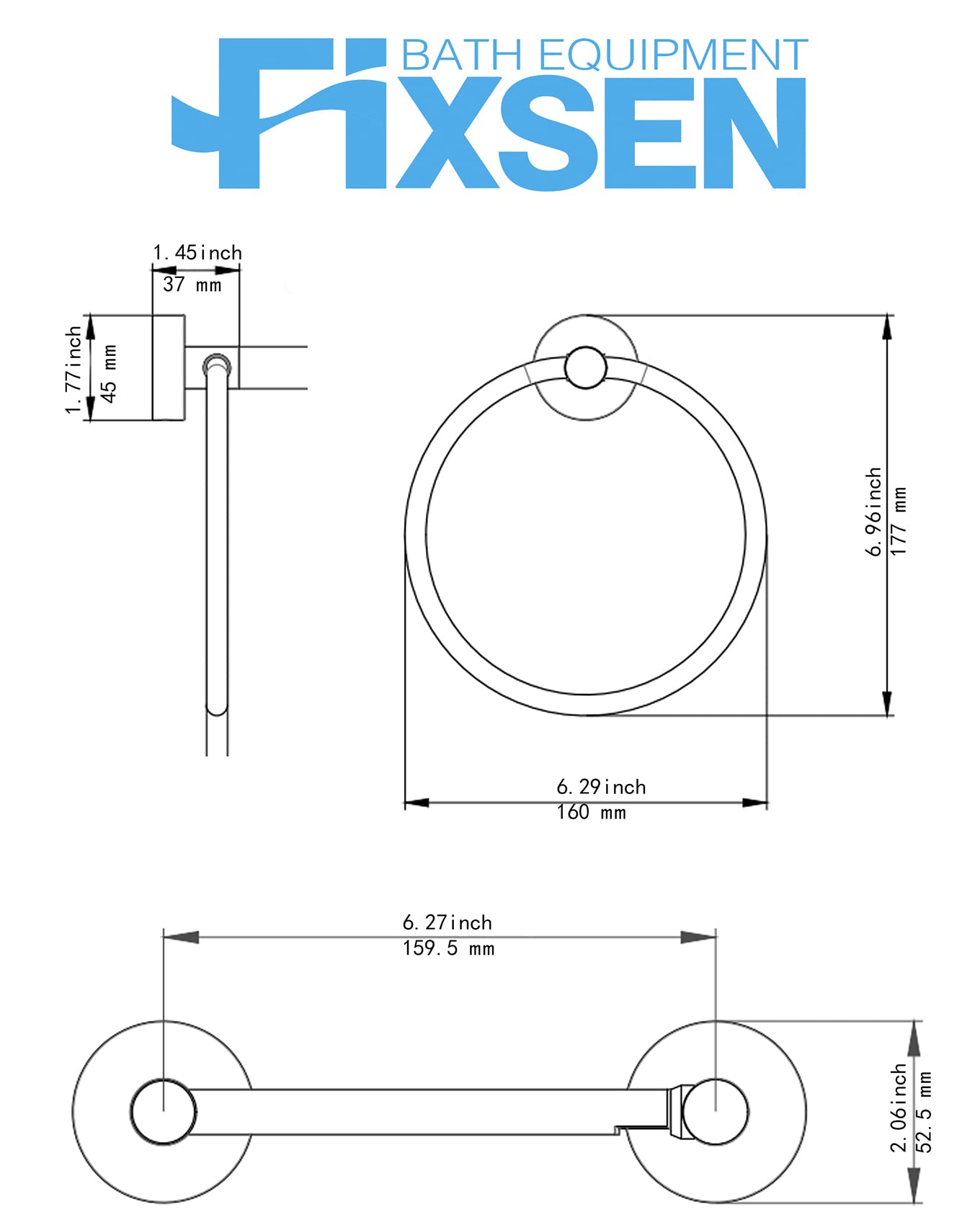 Fixsen 2-Piece Matte Black Bathroom Hardware Set - Stainless Steel & Zinc Alloy Wall Mounted Towel Ring & Toilet Paper Holder - Perfect for Modern Bathrooms, Powder Rooms & Guest Bath Decor