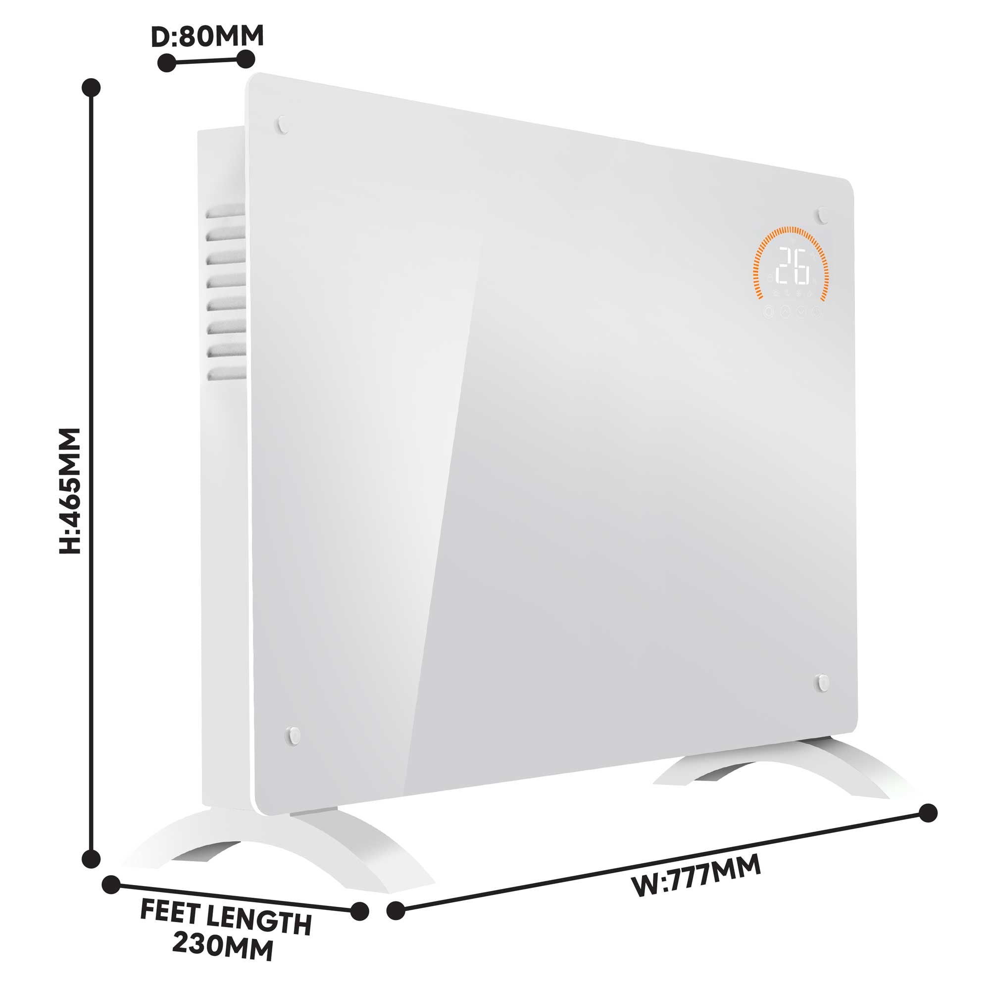 Baridi 2000W Smart WiFi Electric Glass Panel Heater with 24/7 Timer & Remote Control - White Space Heater for Bedroom, Office & Home Use (Model DH140)