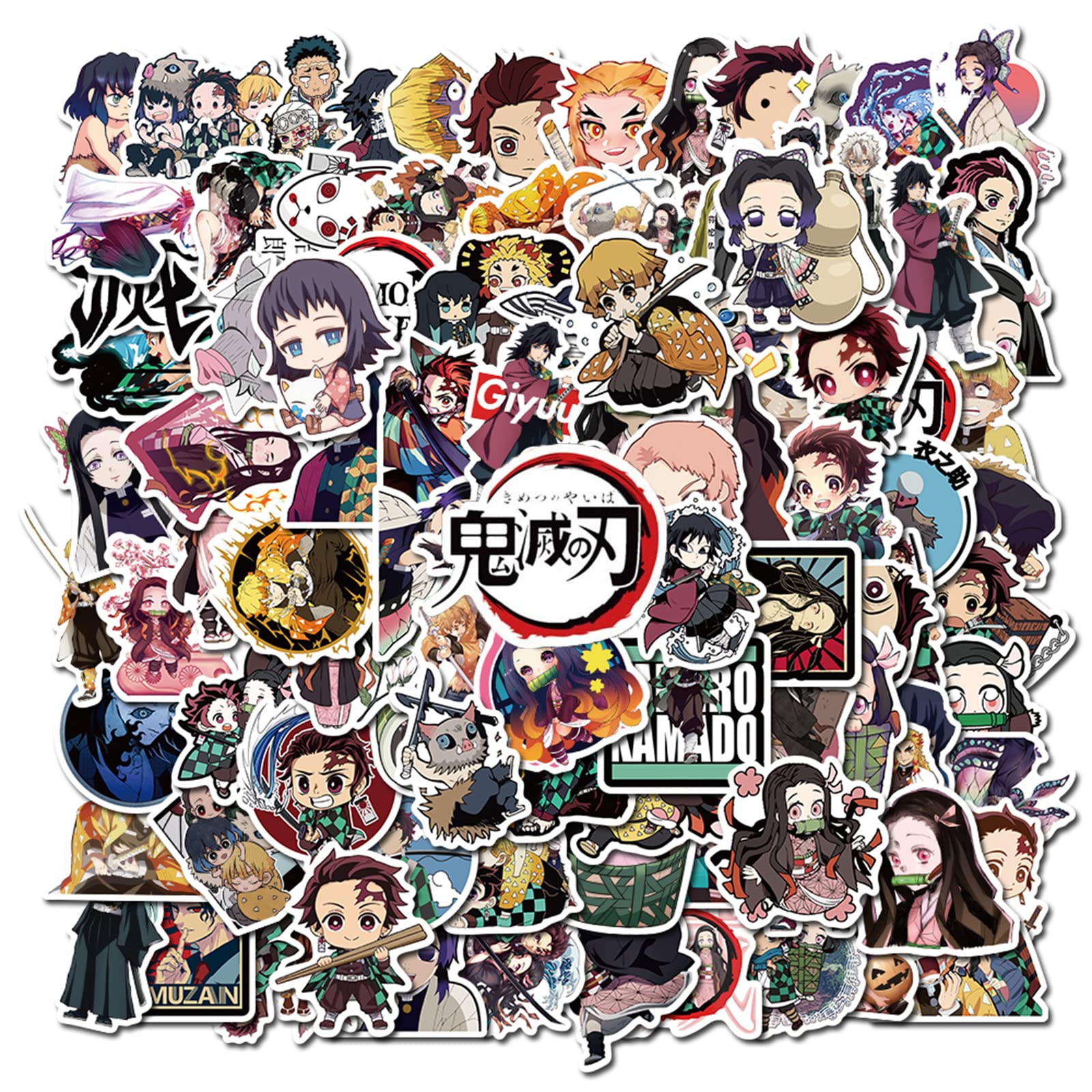100PCS Demon Slayer Stickers - Vinyl Waterproof Anime Cartoon Stickers for Laptop, Water Bottle, Luggage & Phone | Kimetsu no Yaiba Decals for Kids & Adults | Perfect for School, Office & Travel Accessories
