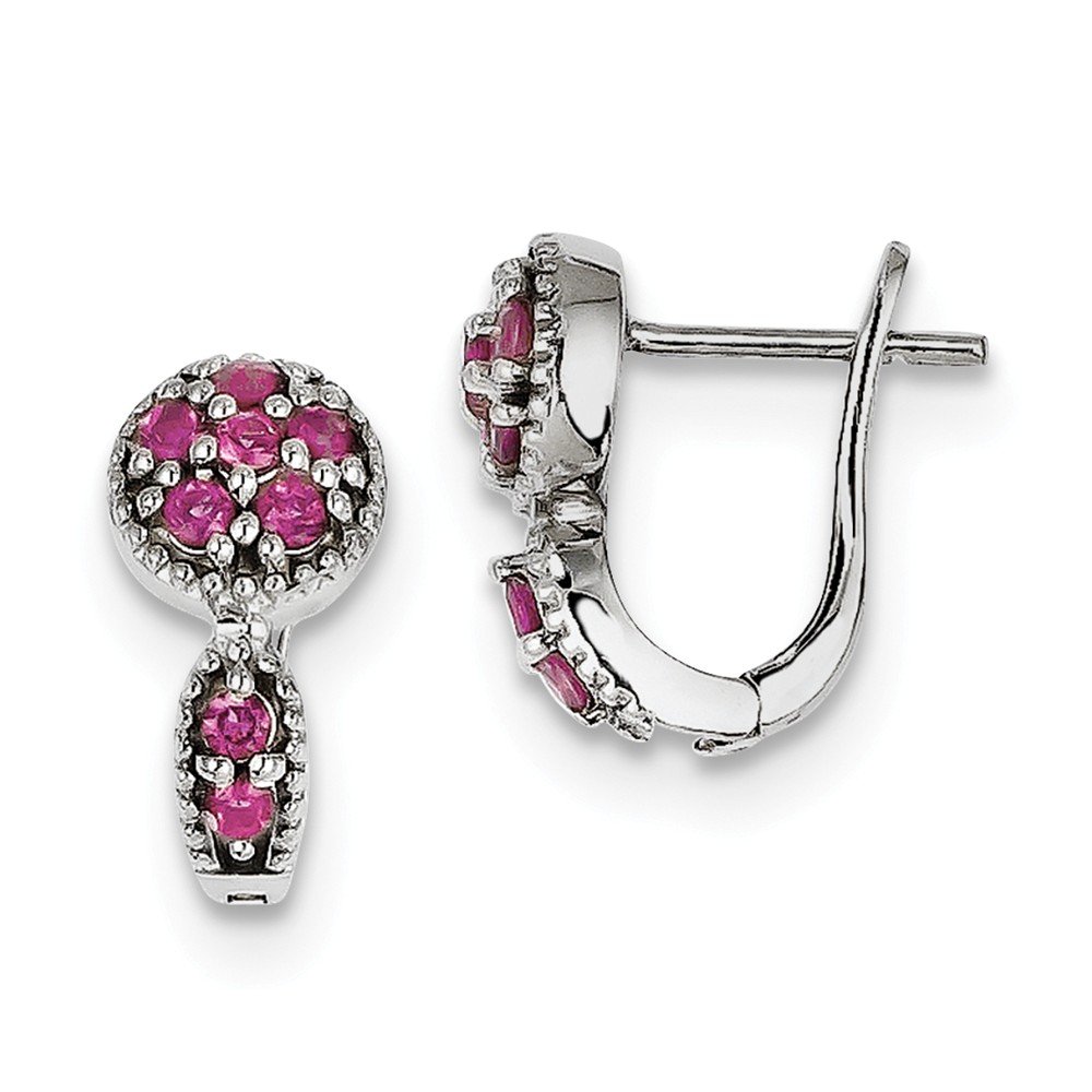 Sterling Silver Rhodium-Plated Pink Tourmaline Hinged Earrings for Women - Elegant Dangle Earrings for Party, Wedding & Everyday Wear