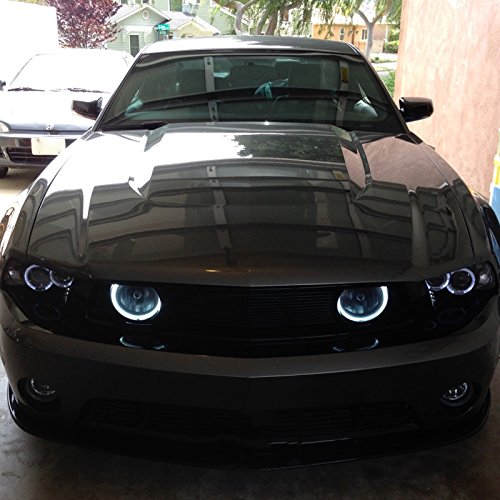Spec-D Tuning HG-MST05HFOGBK Black Halo LED Fog Lights with Grille for 2015-2023 Ford Mustang Coupe & Convertible | Upgrade Headlight Style & Night Visibility | Perfect for Street Racing & Car Shows
