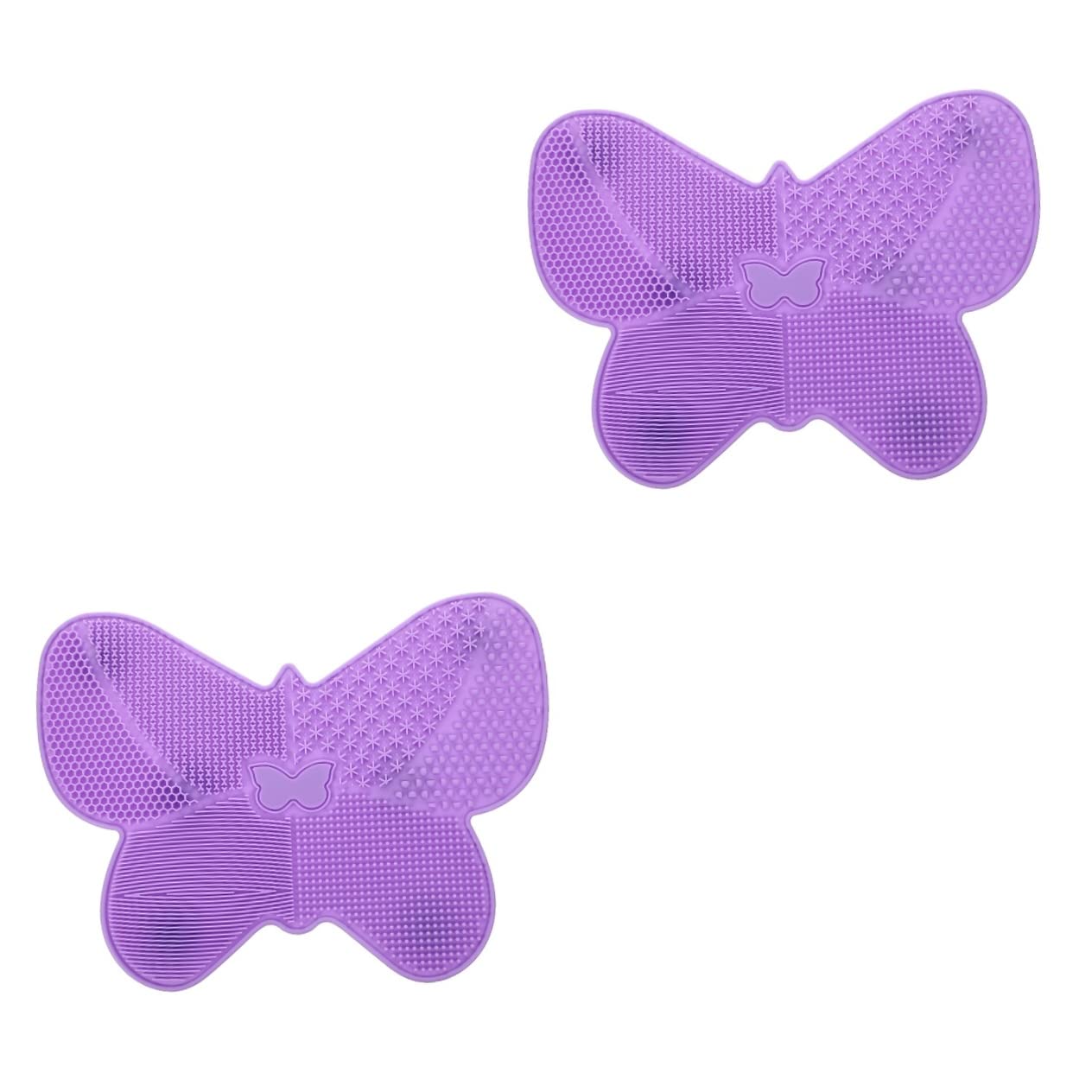 Beavorty 2 Pack Silicone Makeup Brush Cleaning Mat - Reusable Cosmetic Brush Cleaner Pad, Scrub Pad for Makeup Tools, Purple Silicone Beauty Accessories (Perfect for Home & Professional Makeup Brush Cleaning)