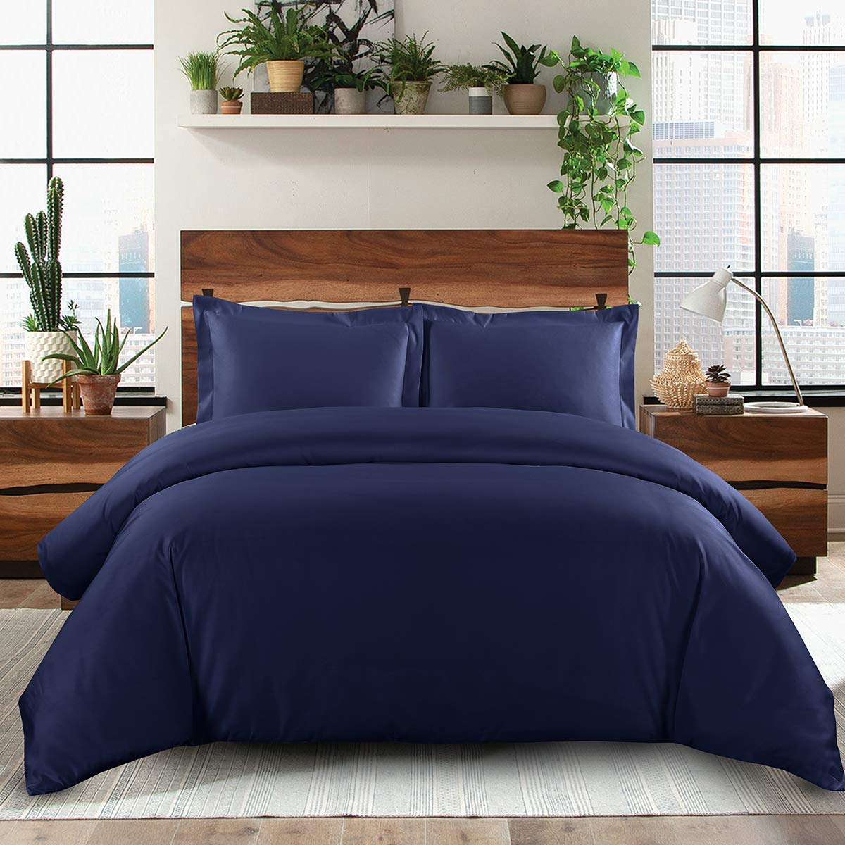 Royal Hotel Luxury 500 Thread Count 100% Cotton King Size Duvet Cover Set - Soft, Breathable & Cooling Bedding with Button Closure - 3 Piece King/Cal King Navy Blue Duvet Cover - Perfect for Master Bedroom, Guest Room & Luxury Hotels